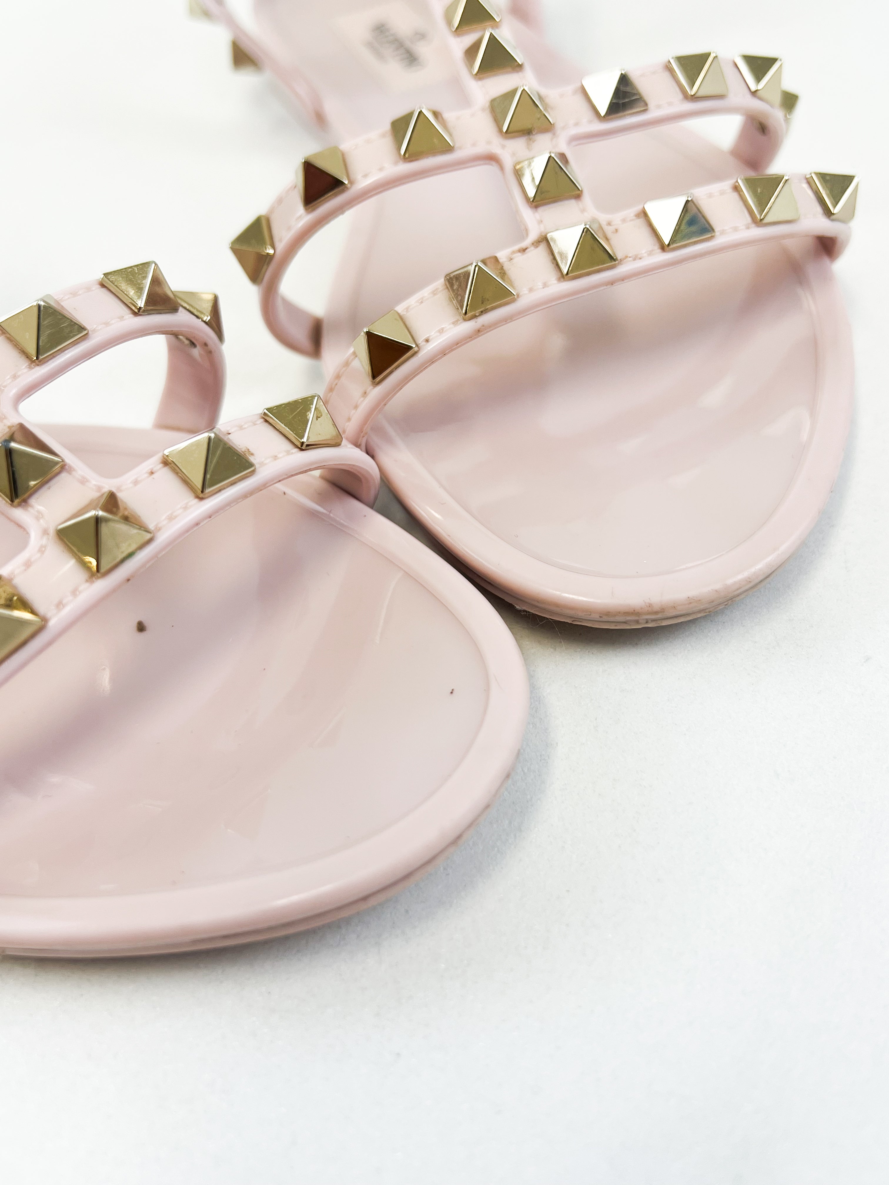Valentino Garavani Rockstud PVC Sandal in Baby Pink Size 36