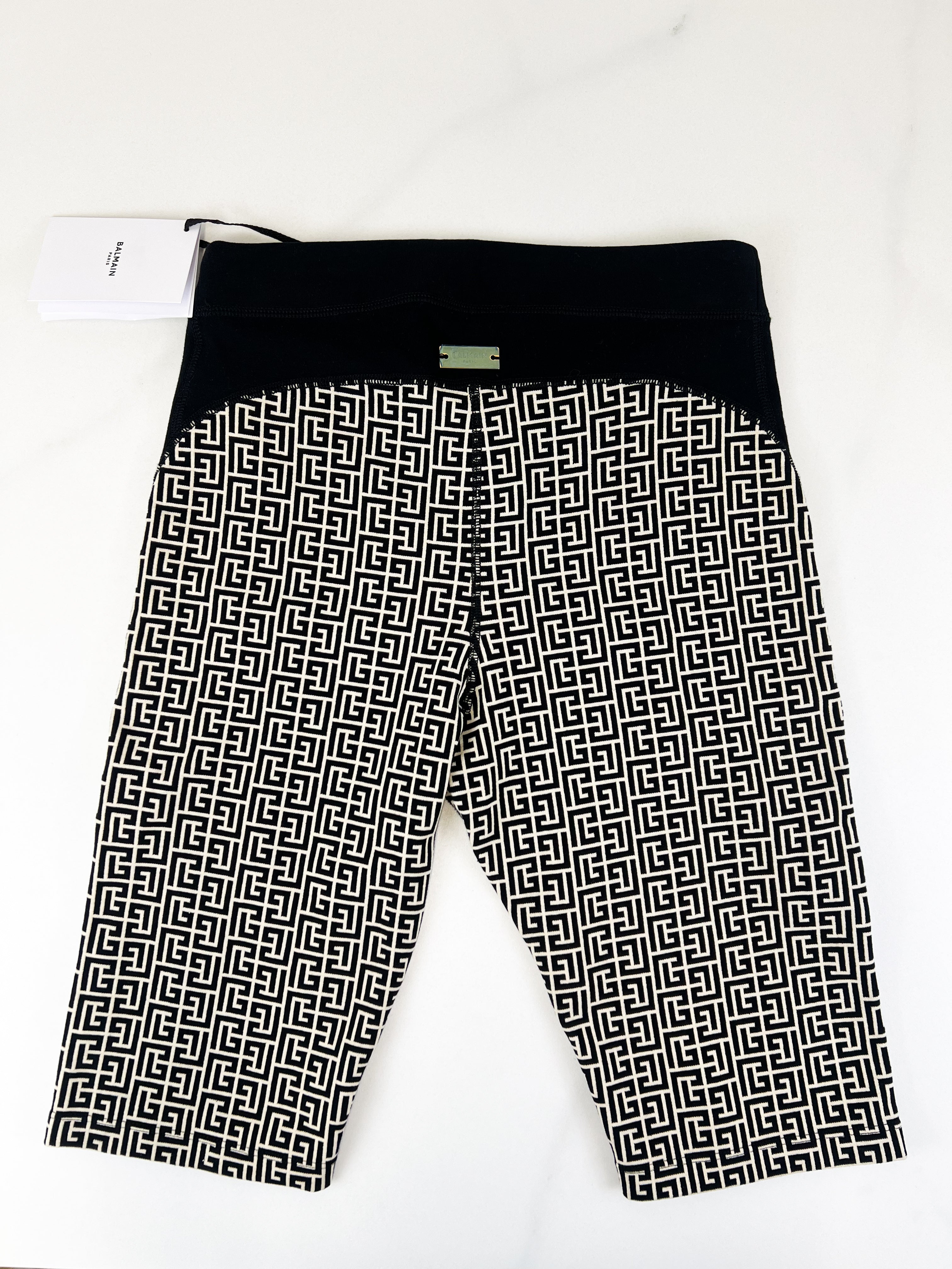 Balmain Monogram High Rise Cycling Shorts Size 38