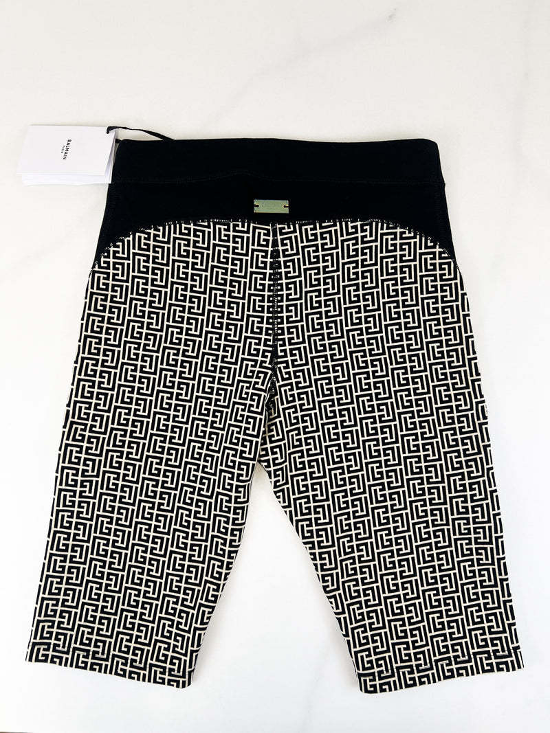 Balmain Monogram High Rise Cycling Shorts Size 38