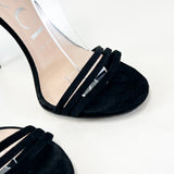 Gucci Black llse Suede Strap Peony Sandals Size 36