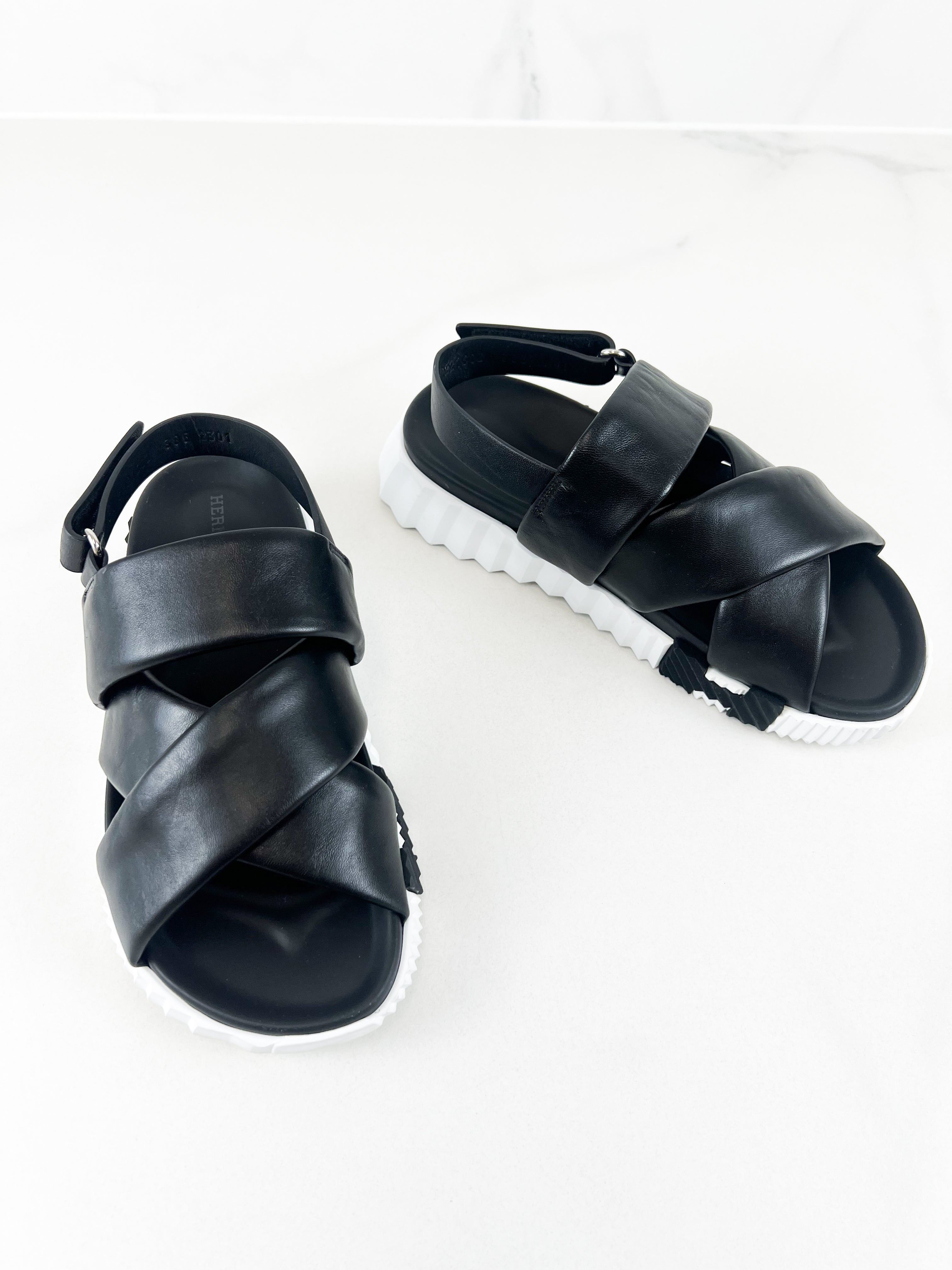 Hermes Electric Sandals in Black Size 38.5