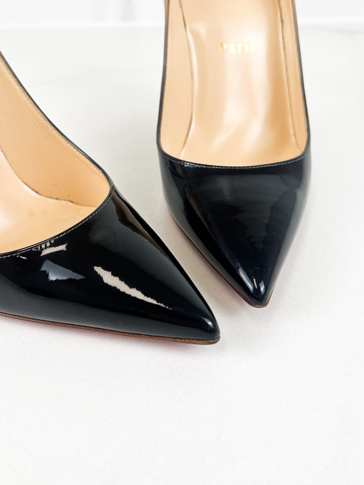 Christian Louboutin Patent Degrade So Kate 100mm in Black Nude Size 39