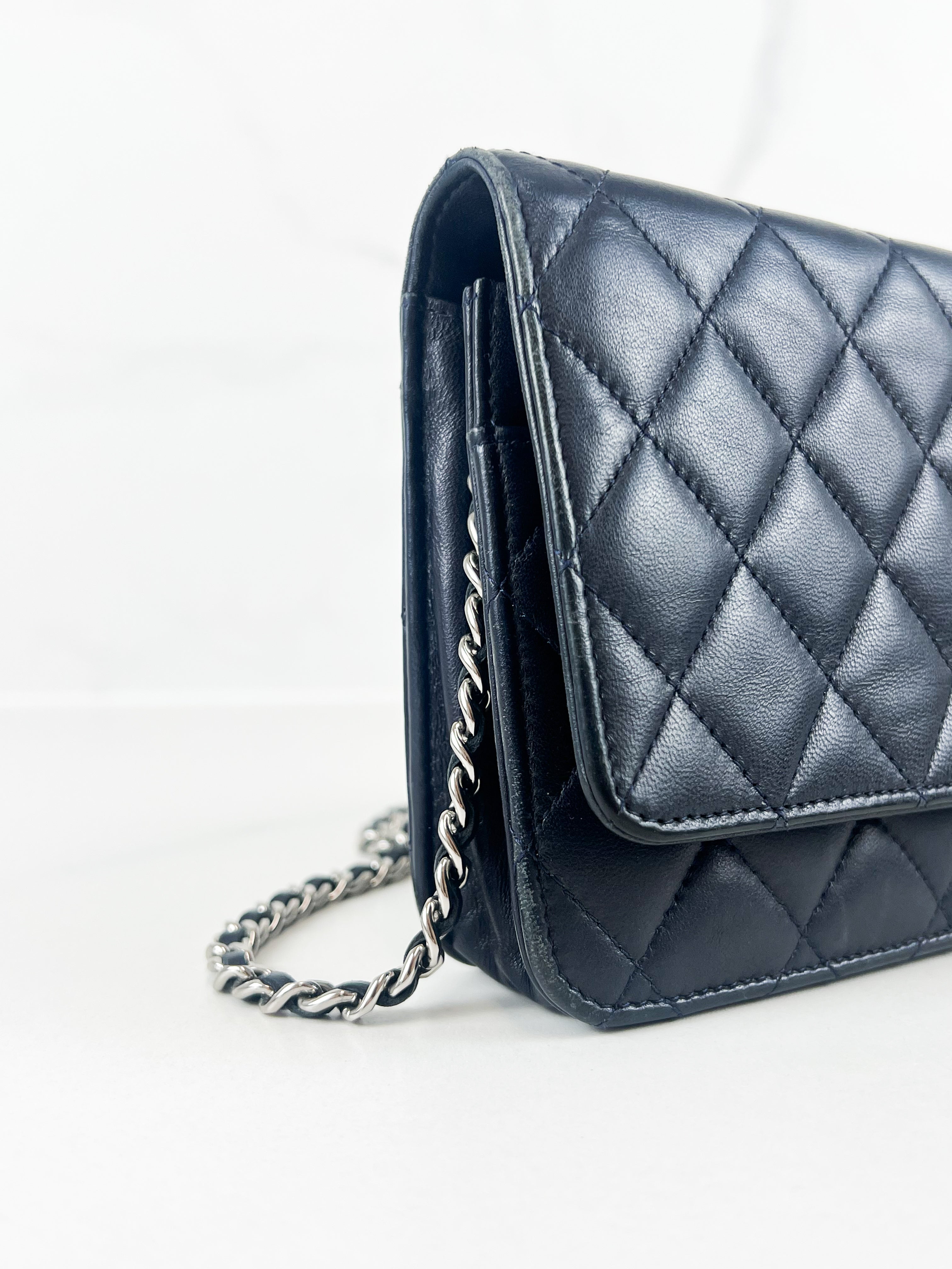 Chanel Navy Lambskin CC WOC with Light SHW