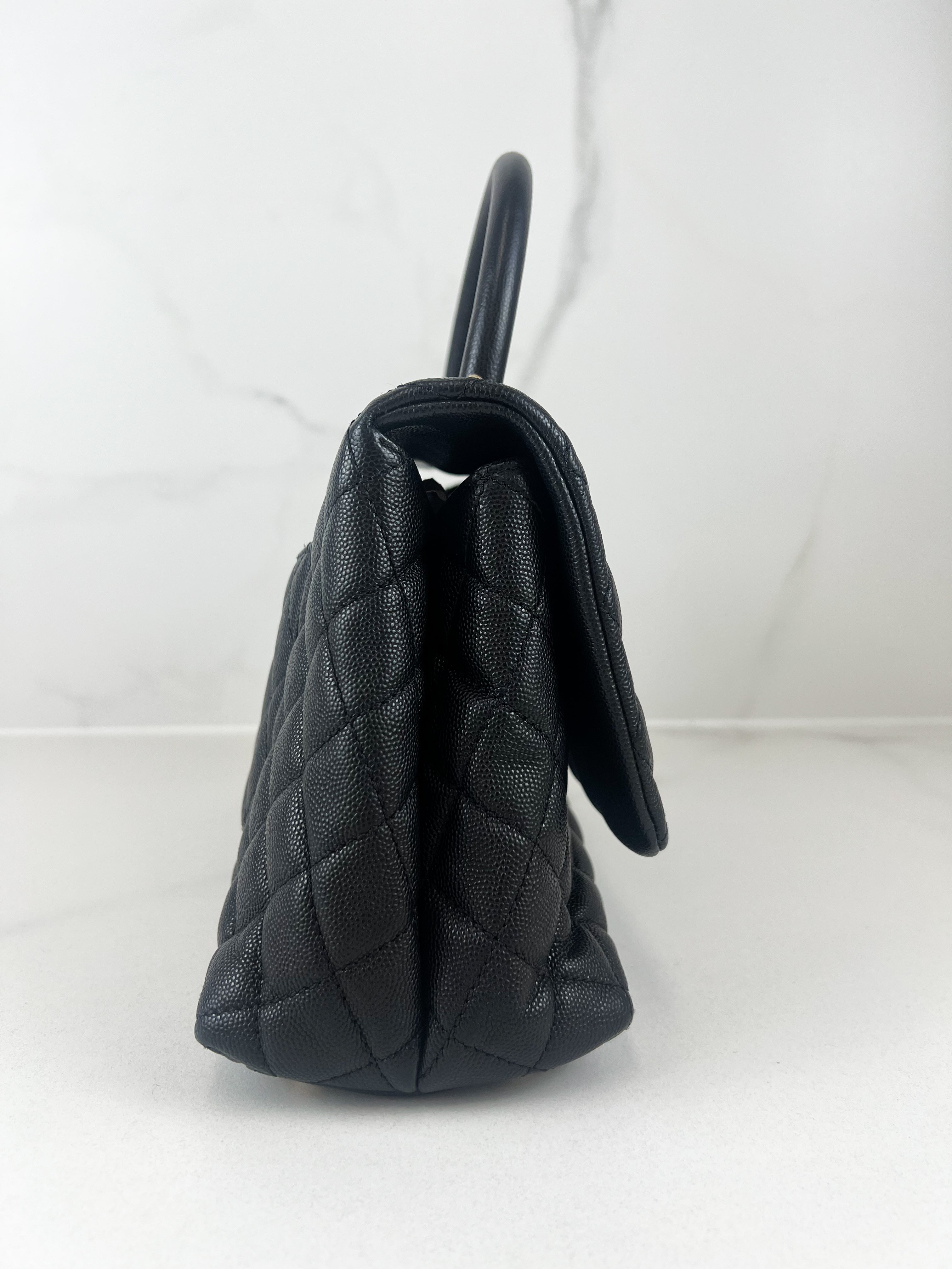 Chanel Medium Top Handle Coco in Black Caviar with GHW