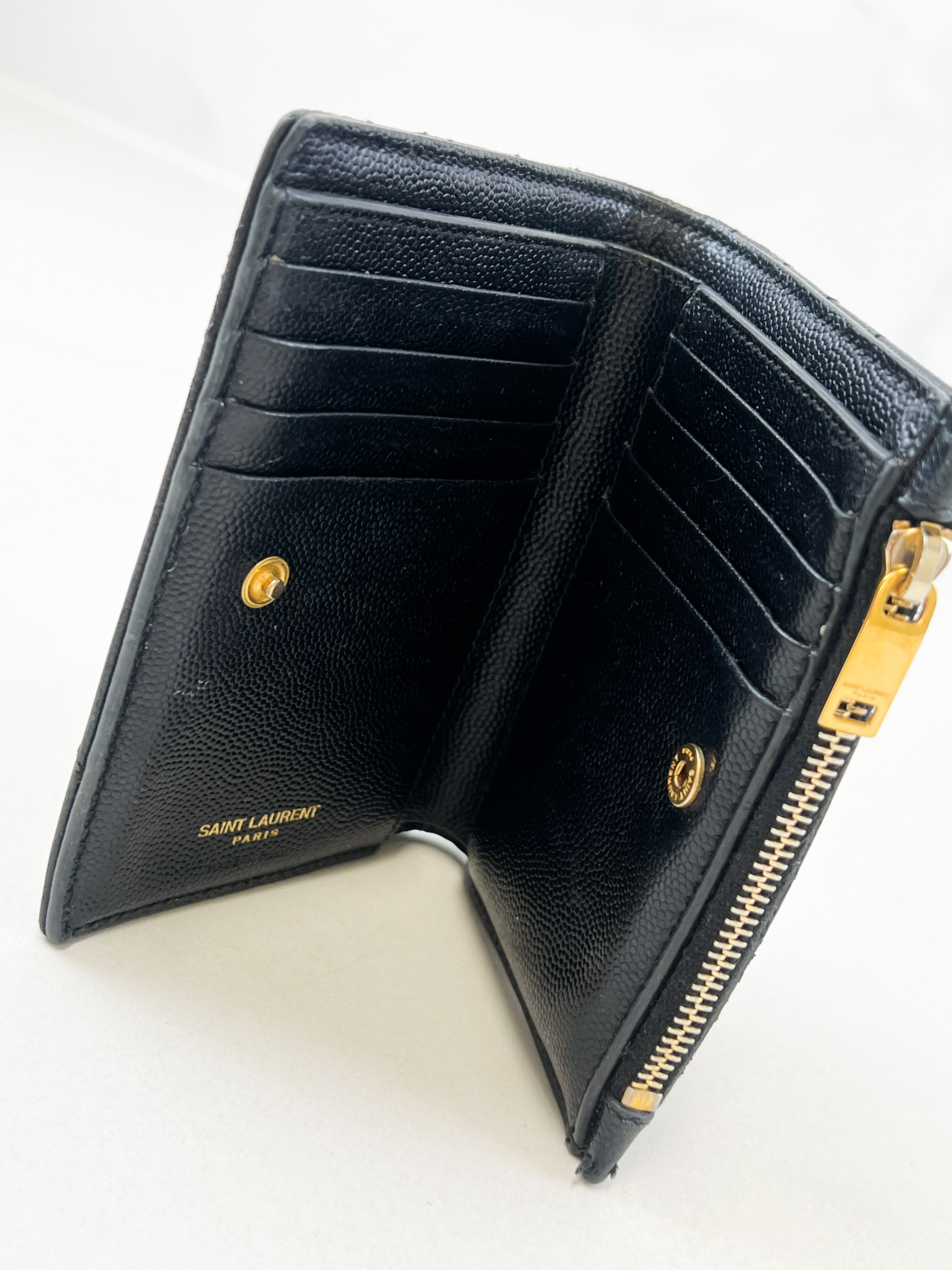 Saint Laurent Black Small Envelope Wallet with GHW