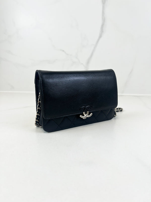 Chanel Black Calfskin CC WOC with SHW