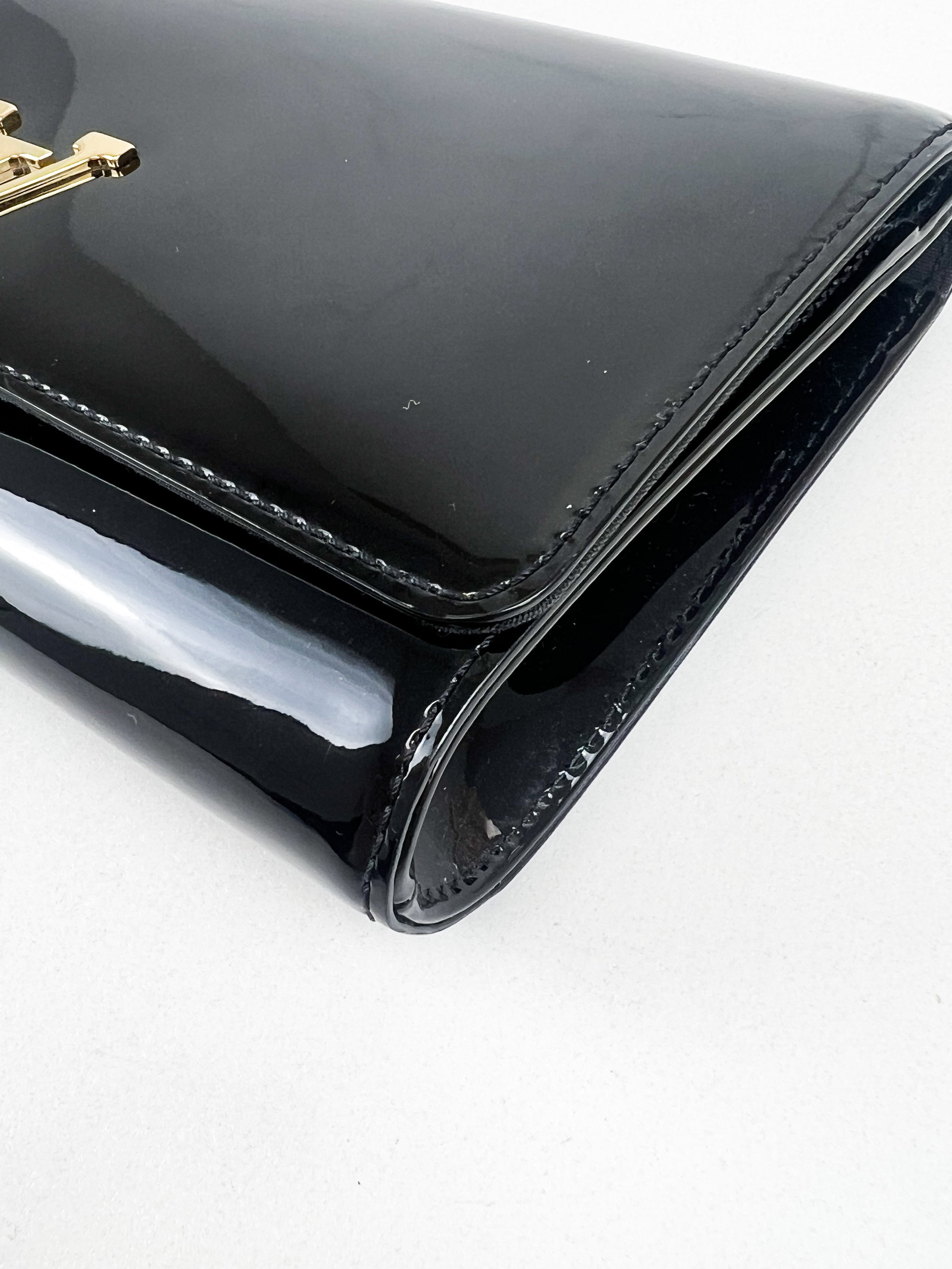 LV Patent Black St Louise Clutch