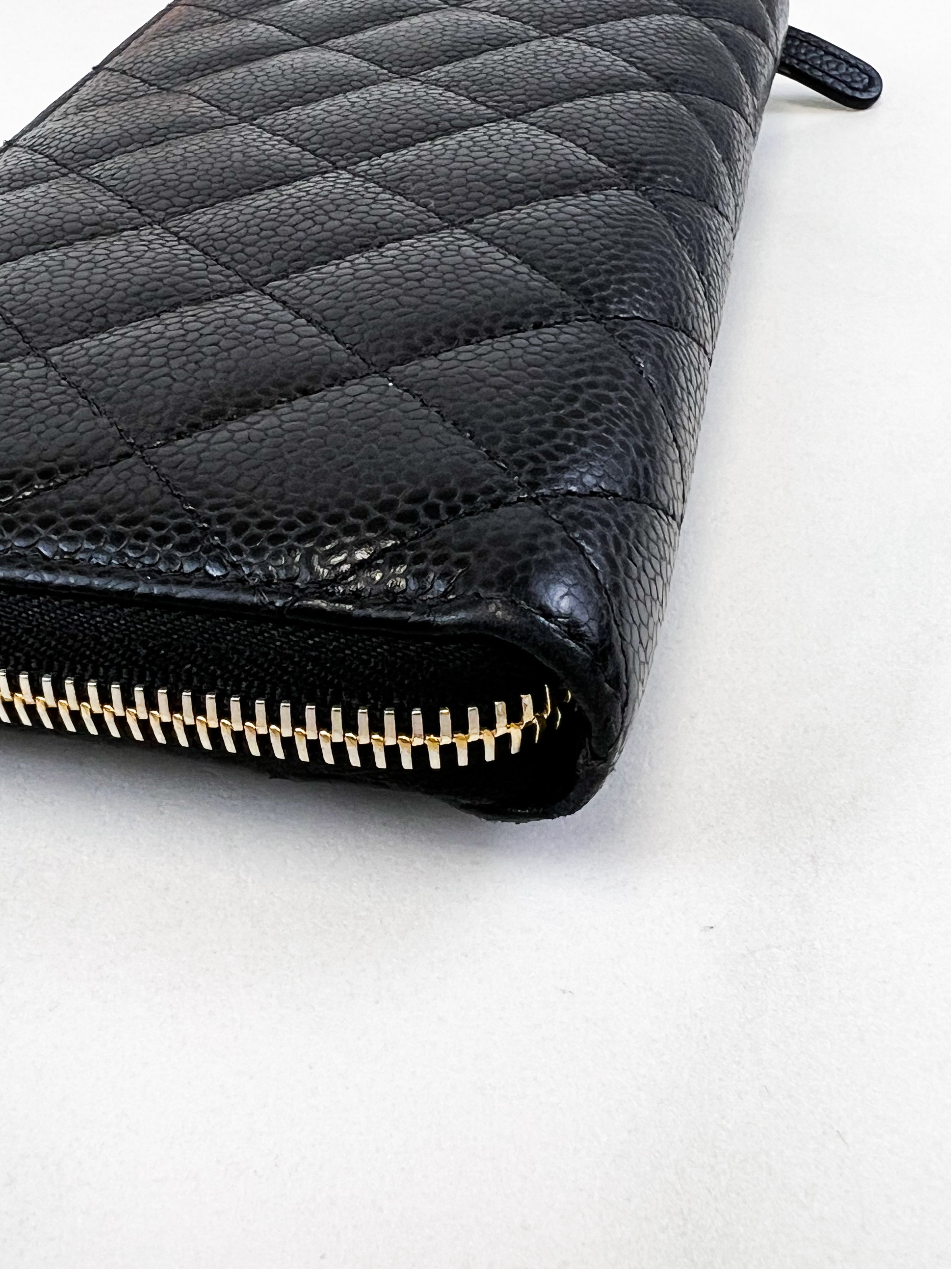 Chanel Classic Caviar Zip Around CC Wallet