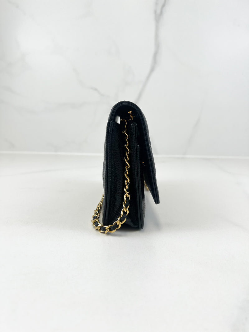 Chanel Black Classic Caviar CC WOC with GHW