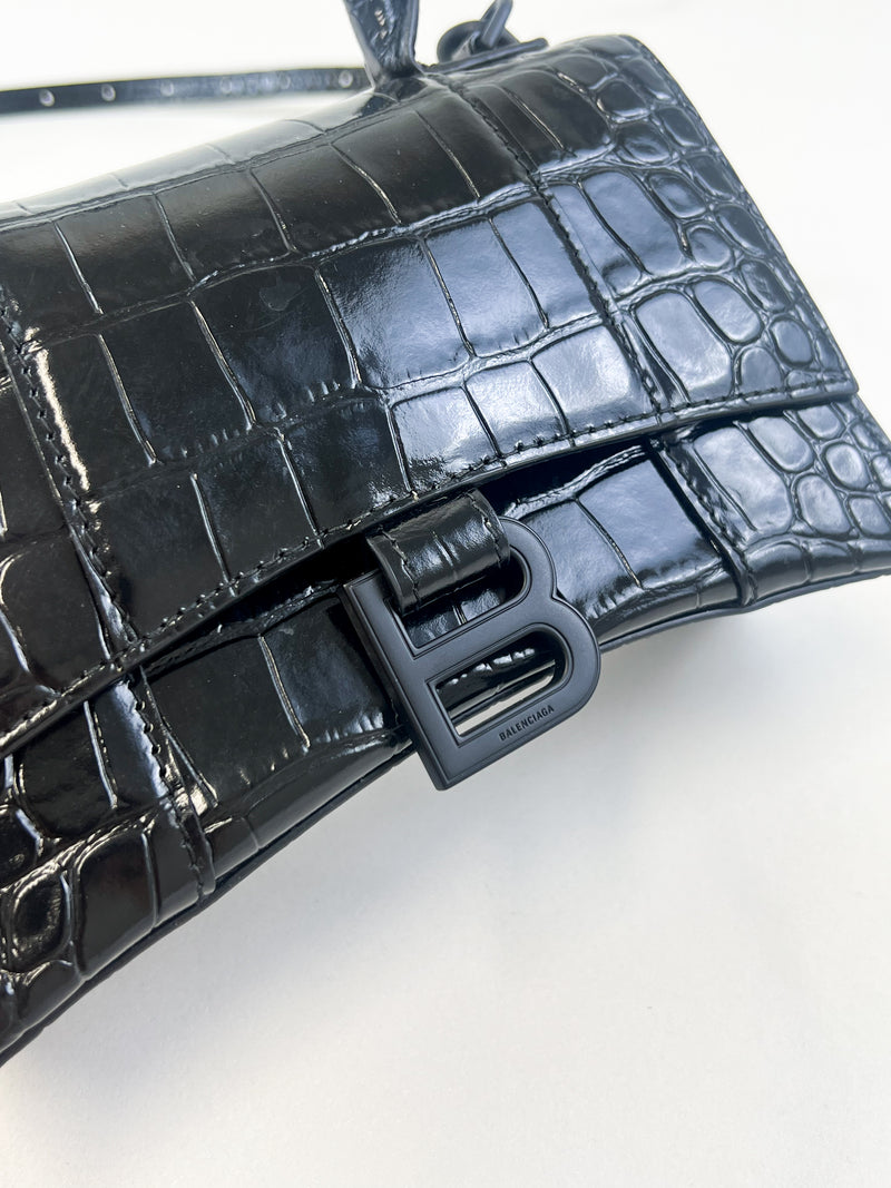 Balenciaga Black on Black Croc XS Hourglass