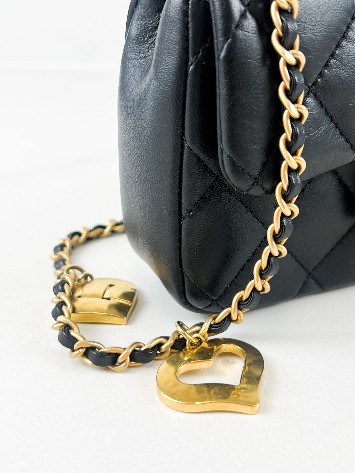 Chanel Hearts Charm Mini Flap Bag in Lambskin with GHW