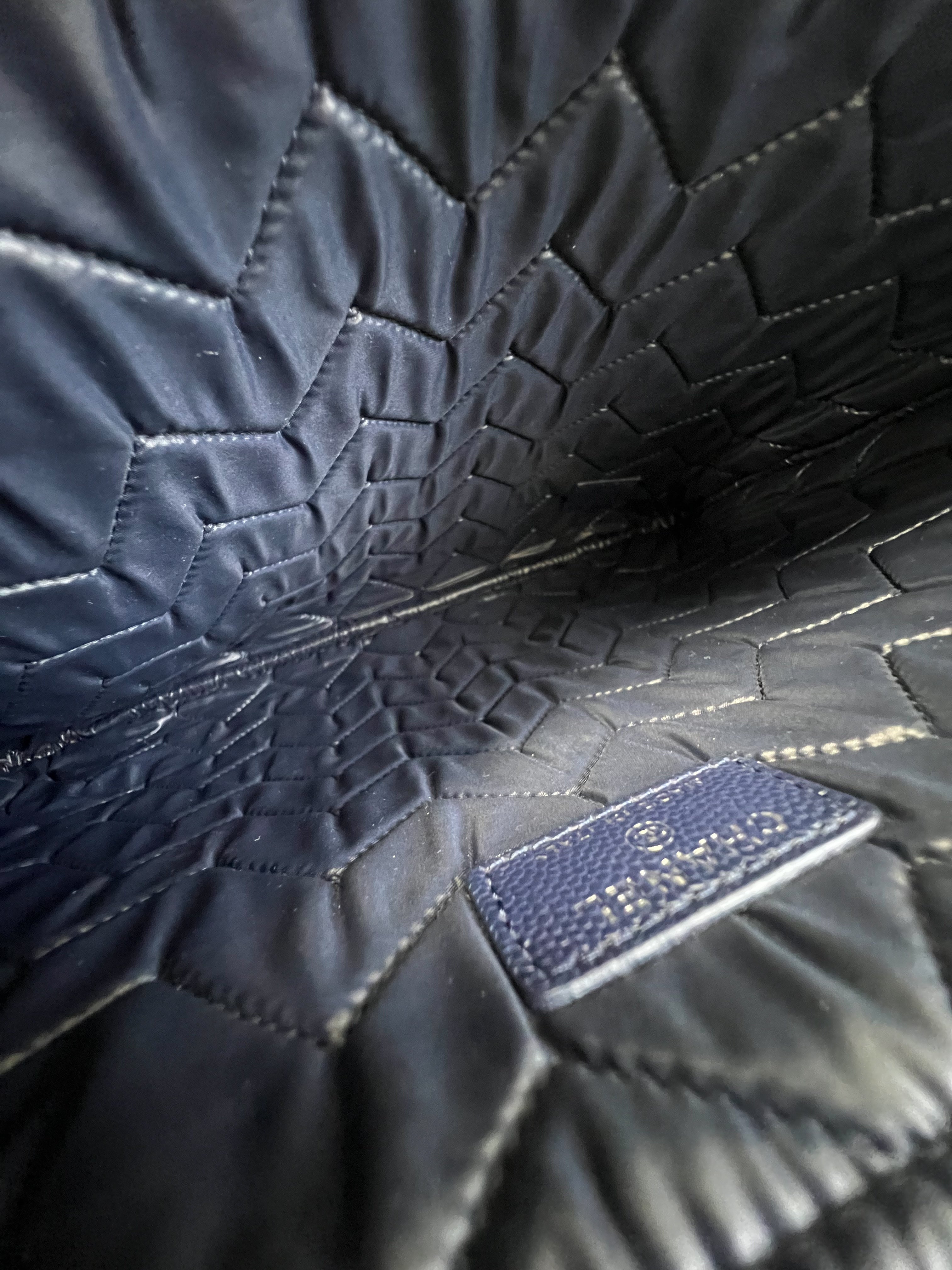 Chanel Large O Case Clutch in Navy Caviar