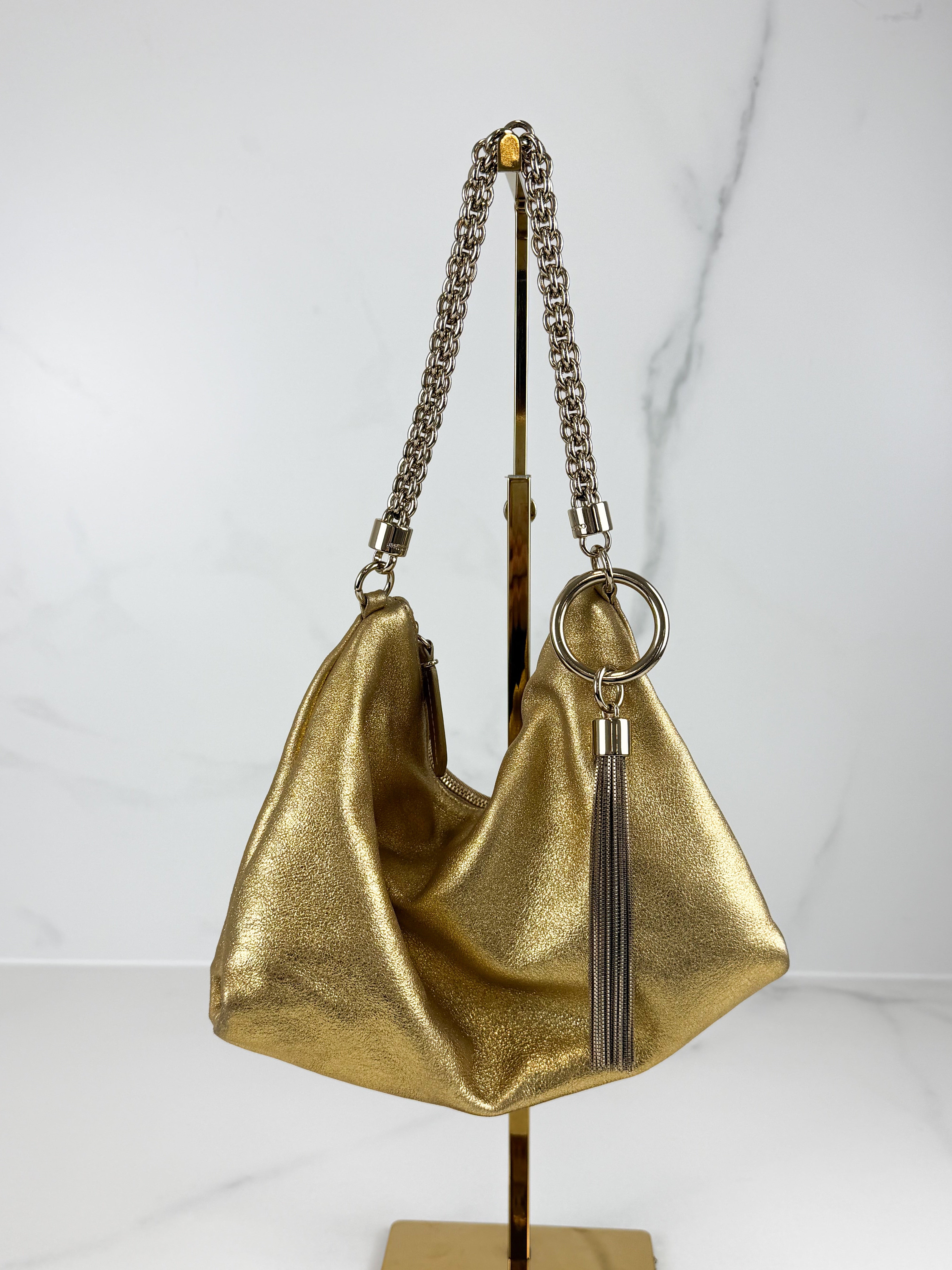 Jimmy Choo Callie Metallic Leather Bag Gold