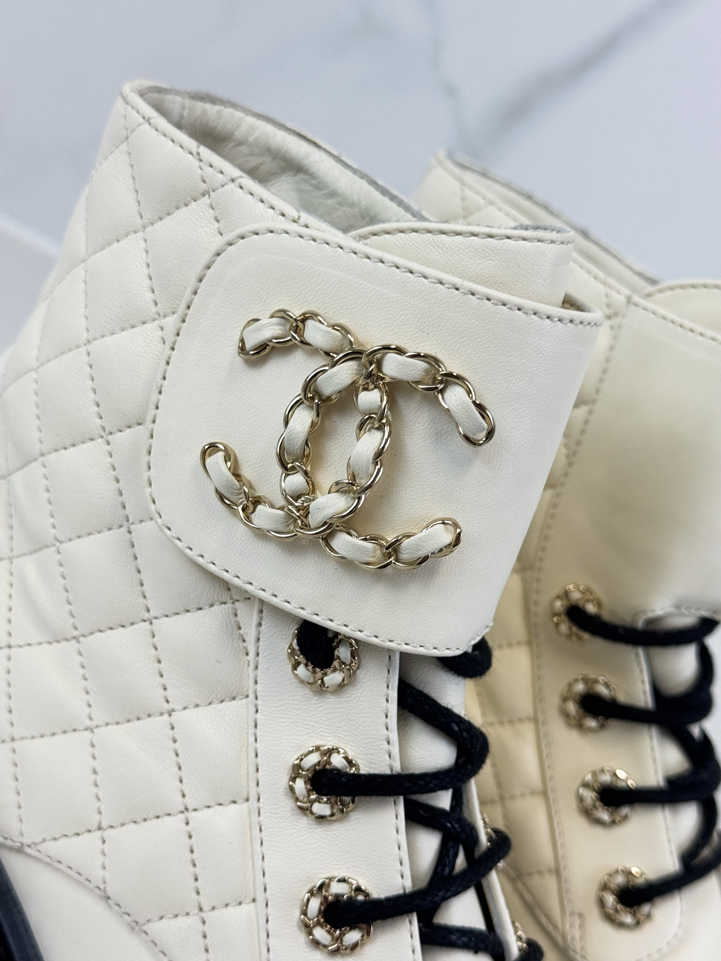 Chanel Quilted Combat Boot Size 38C