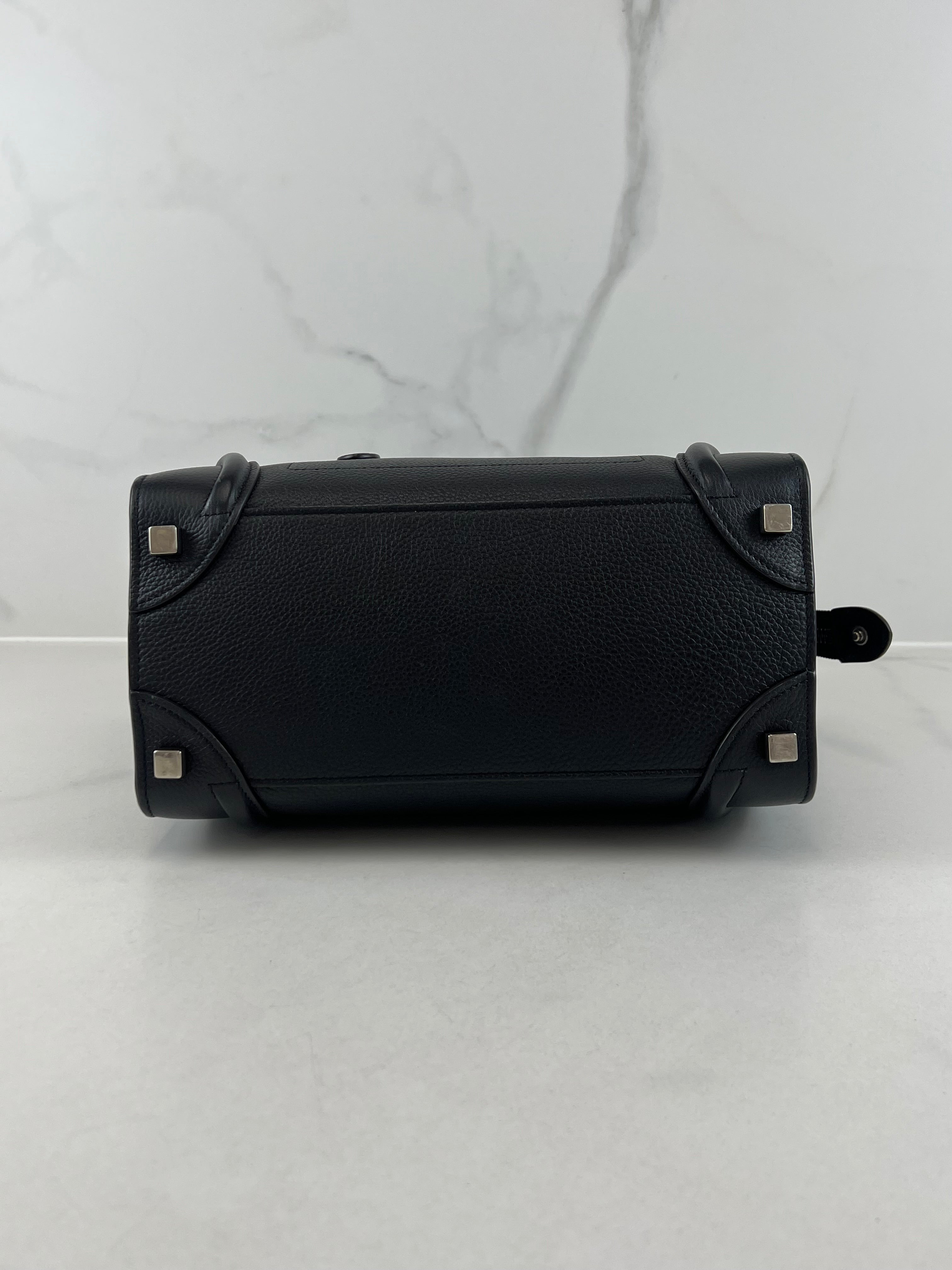 Celine Micro Luggage Drummed Calfskin Tote