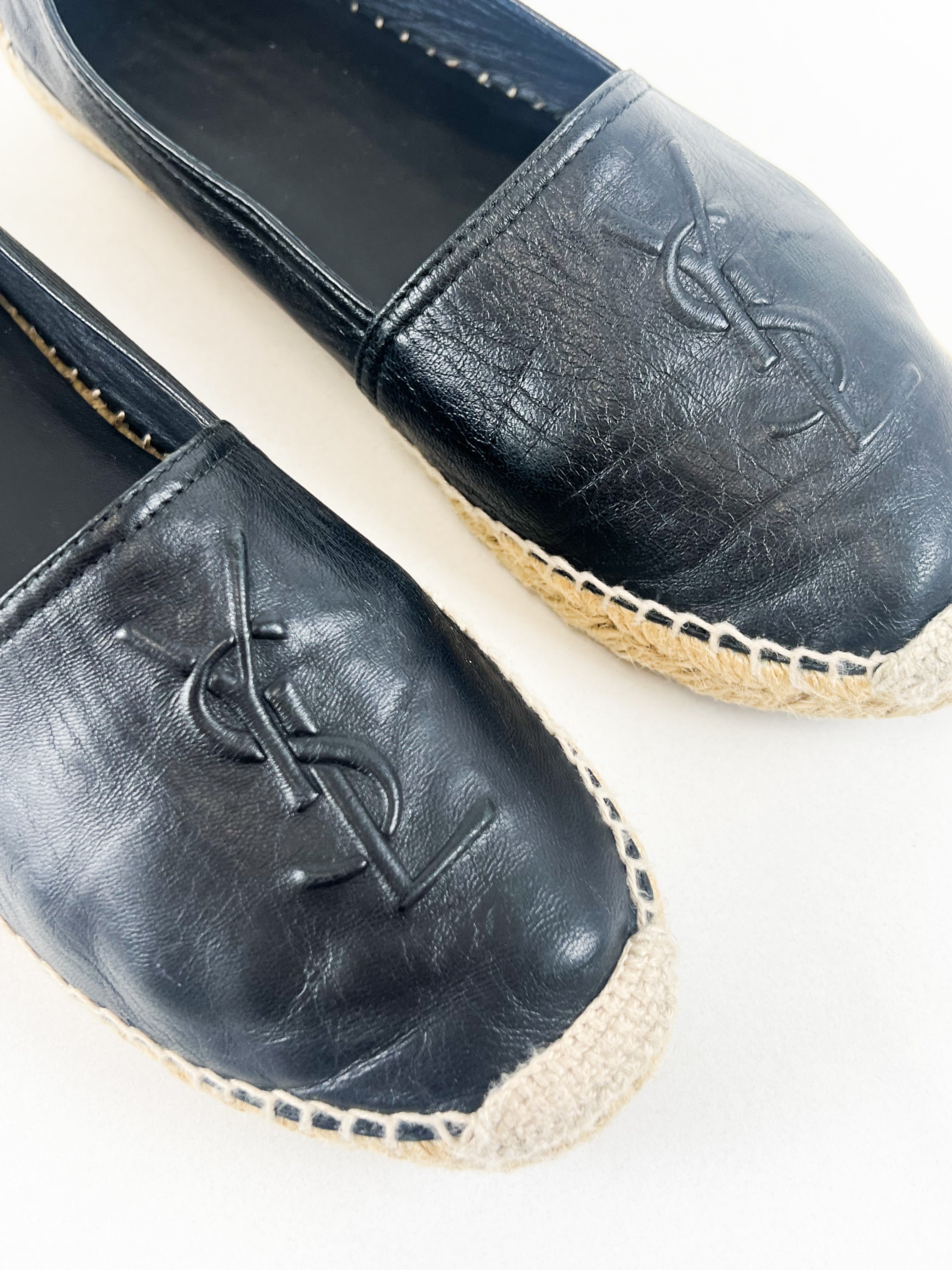 Saint Laurent Black Monogram Espadrilles Size 41.5