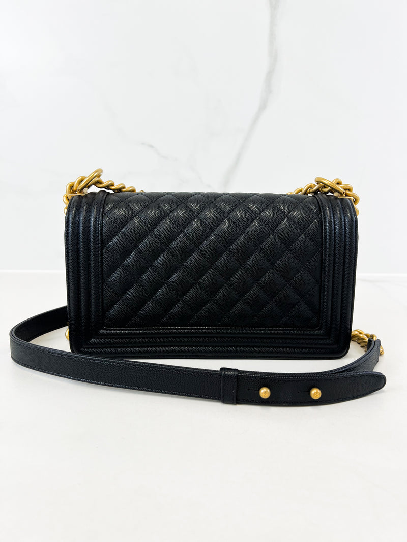 Chanel Black Old Medium Caviar Boy Bag GHW