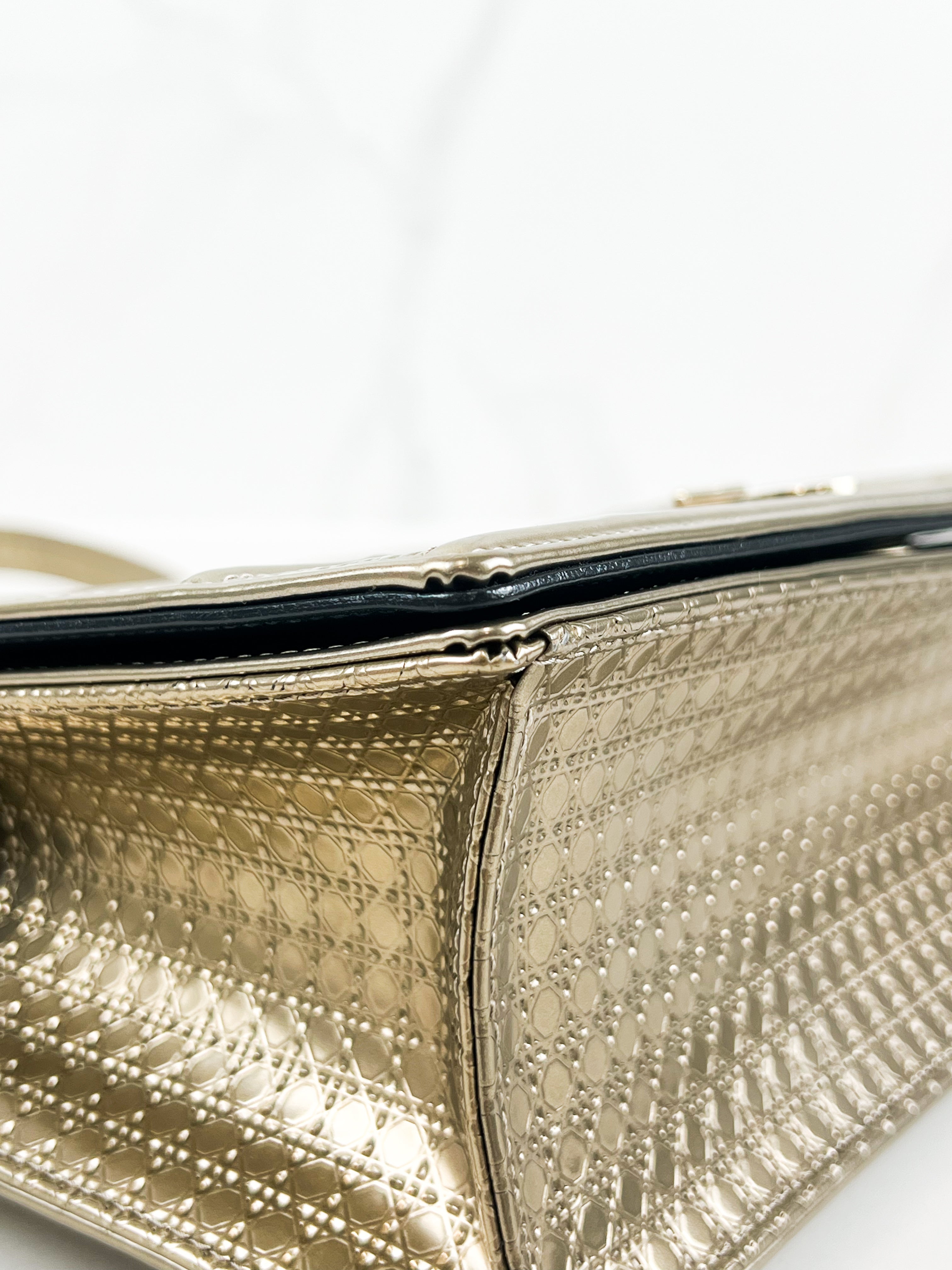 Christian Dior Medium Gold Diorama Shoulder Bag