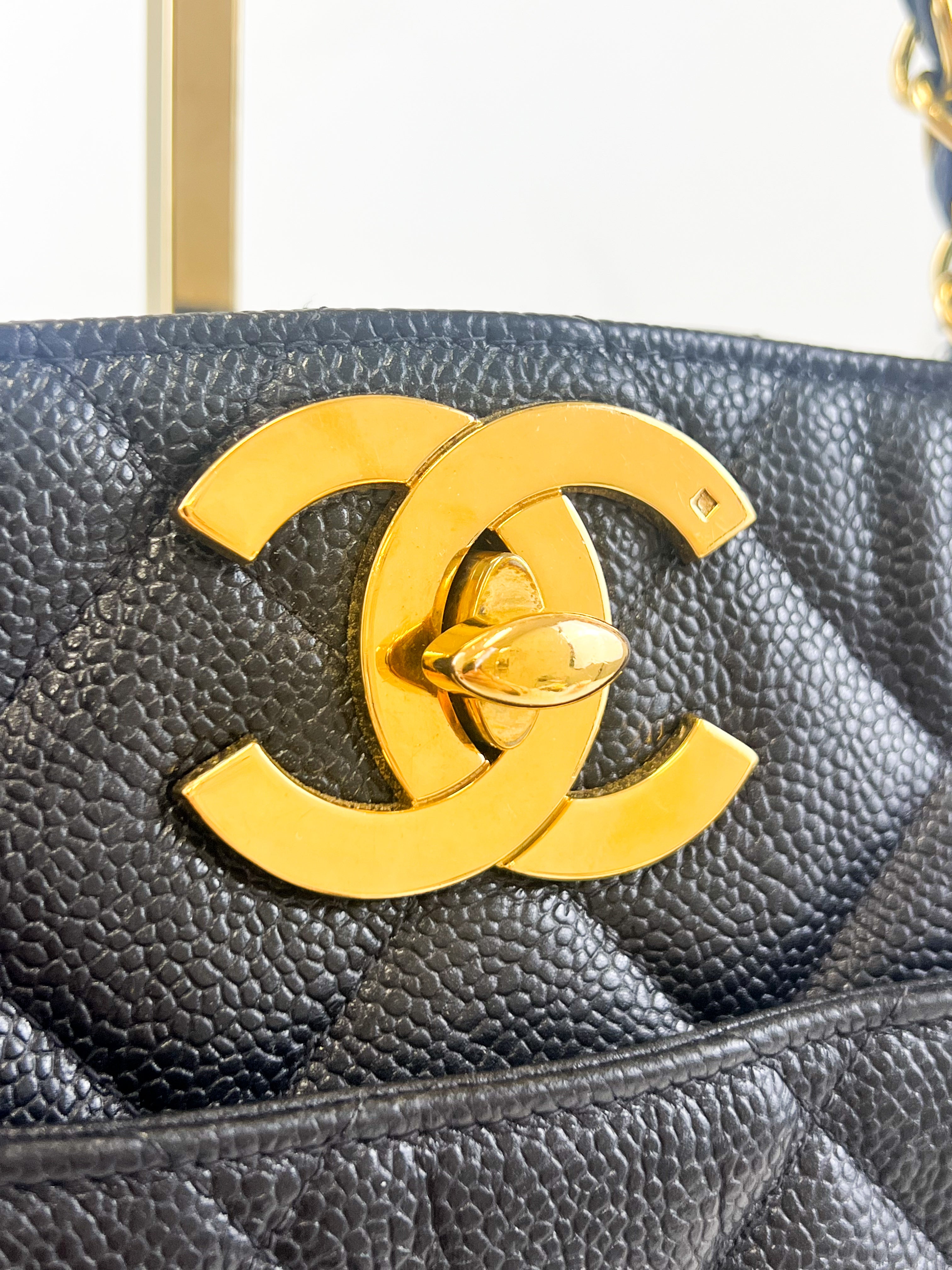 Chanel CC Black Caviar XL Shopping Tote GHW