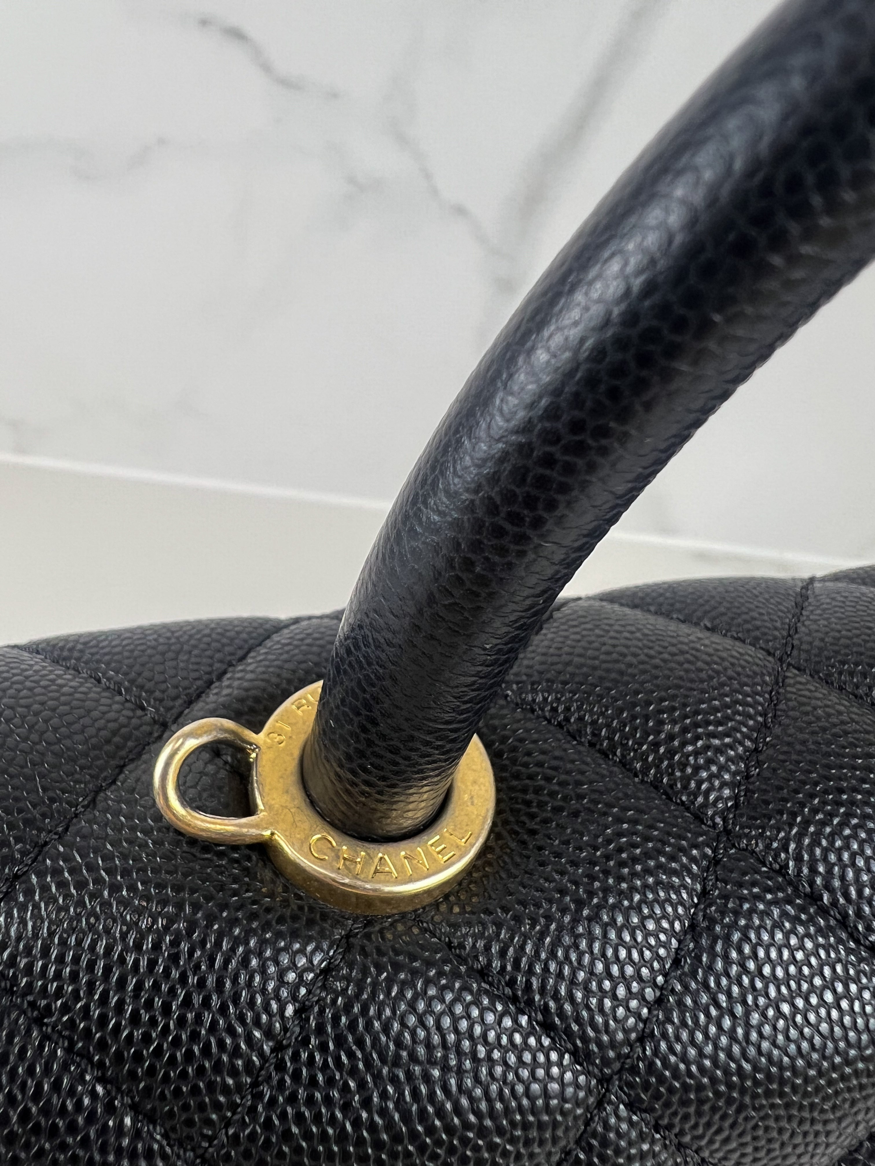 Chanel Medium Top Handle Coco in Black Caviar with GHW