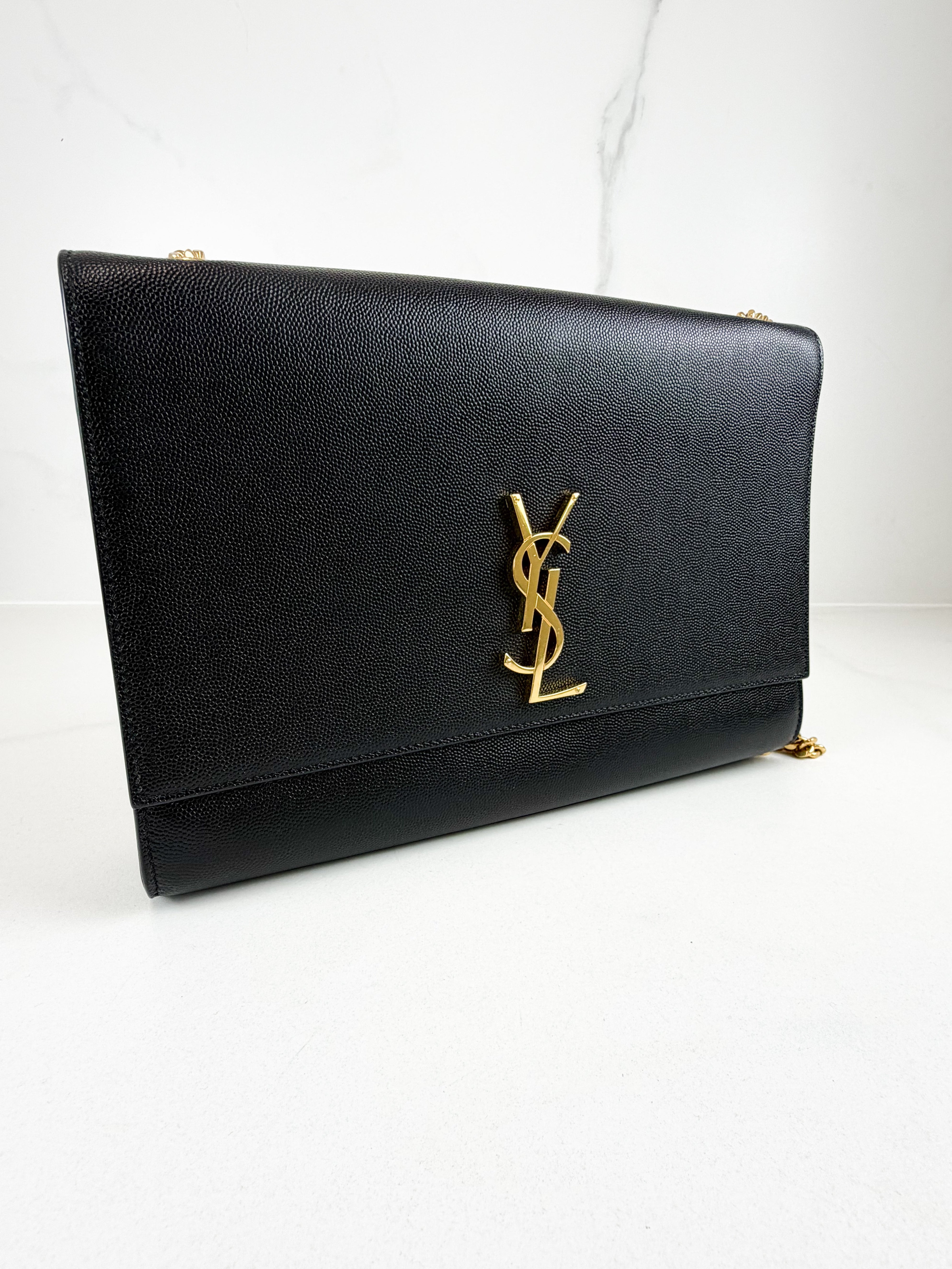 Saint Laurent Black Kate Large Chain Bag with GHW