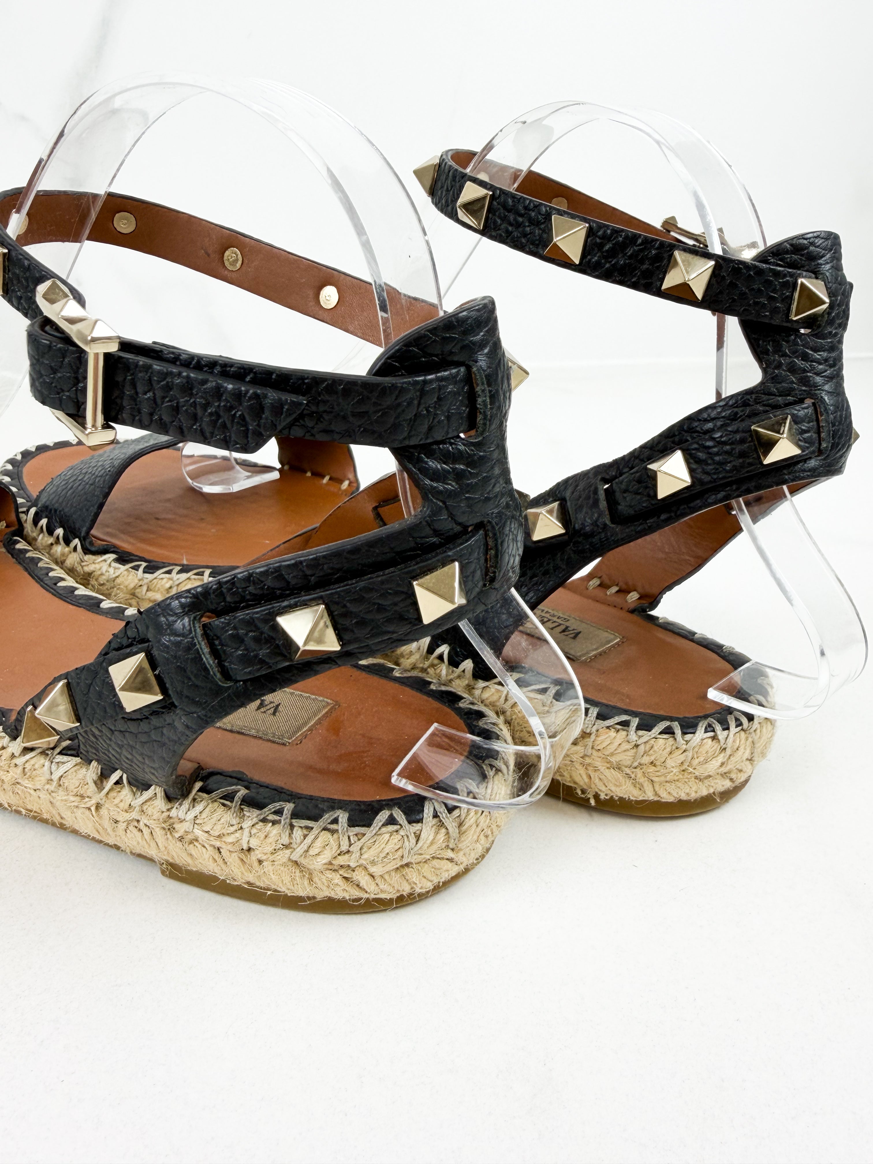 Valentino Garavani Rockstud Ankle Strap Espadrille Size 40