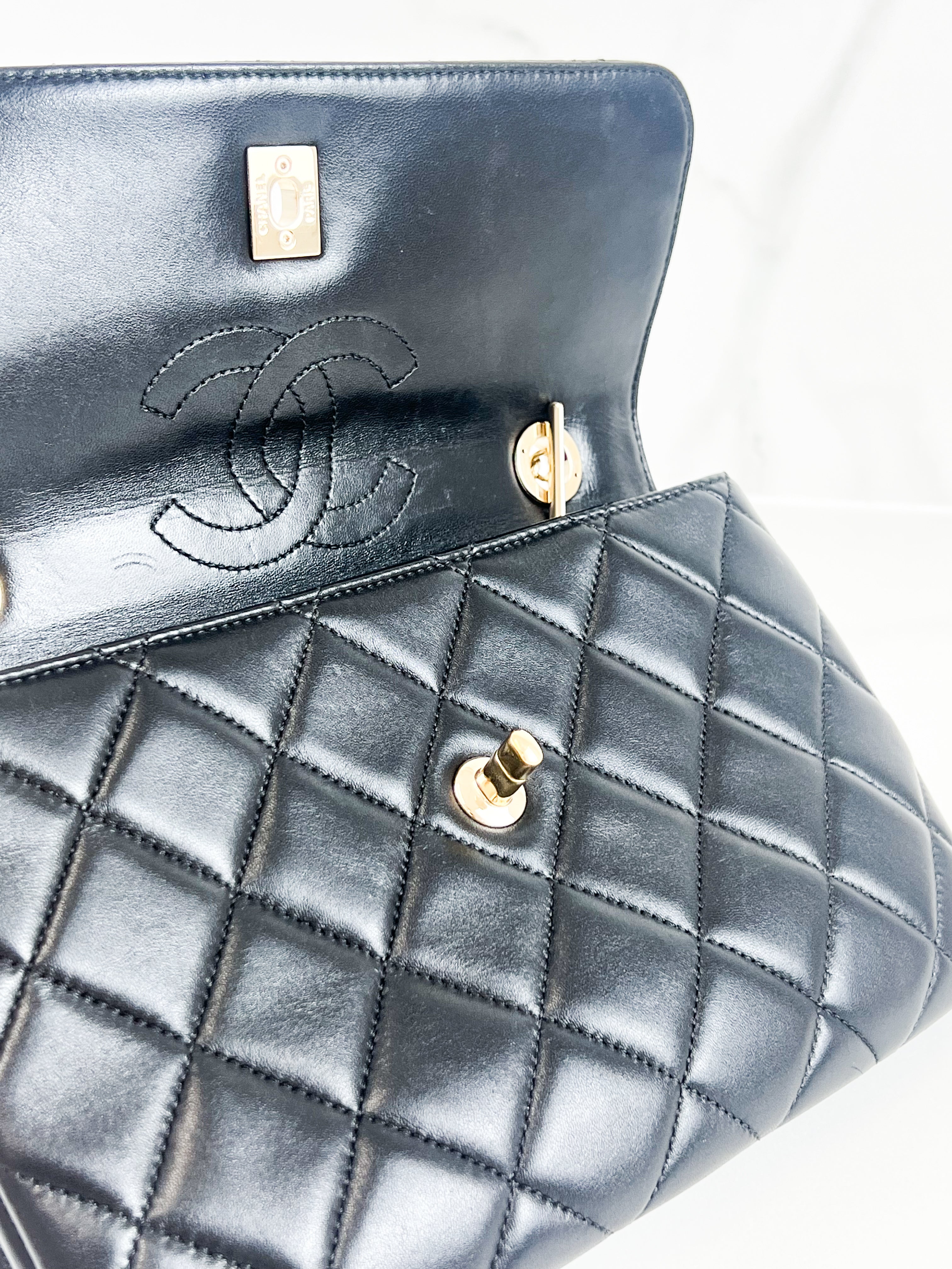 Chanel Small Lambskin Trendy Flap Bag in Black with GHW