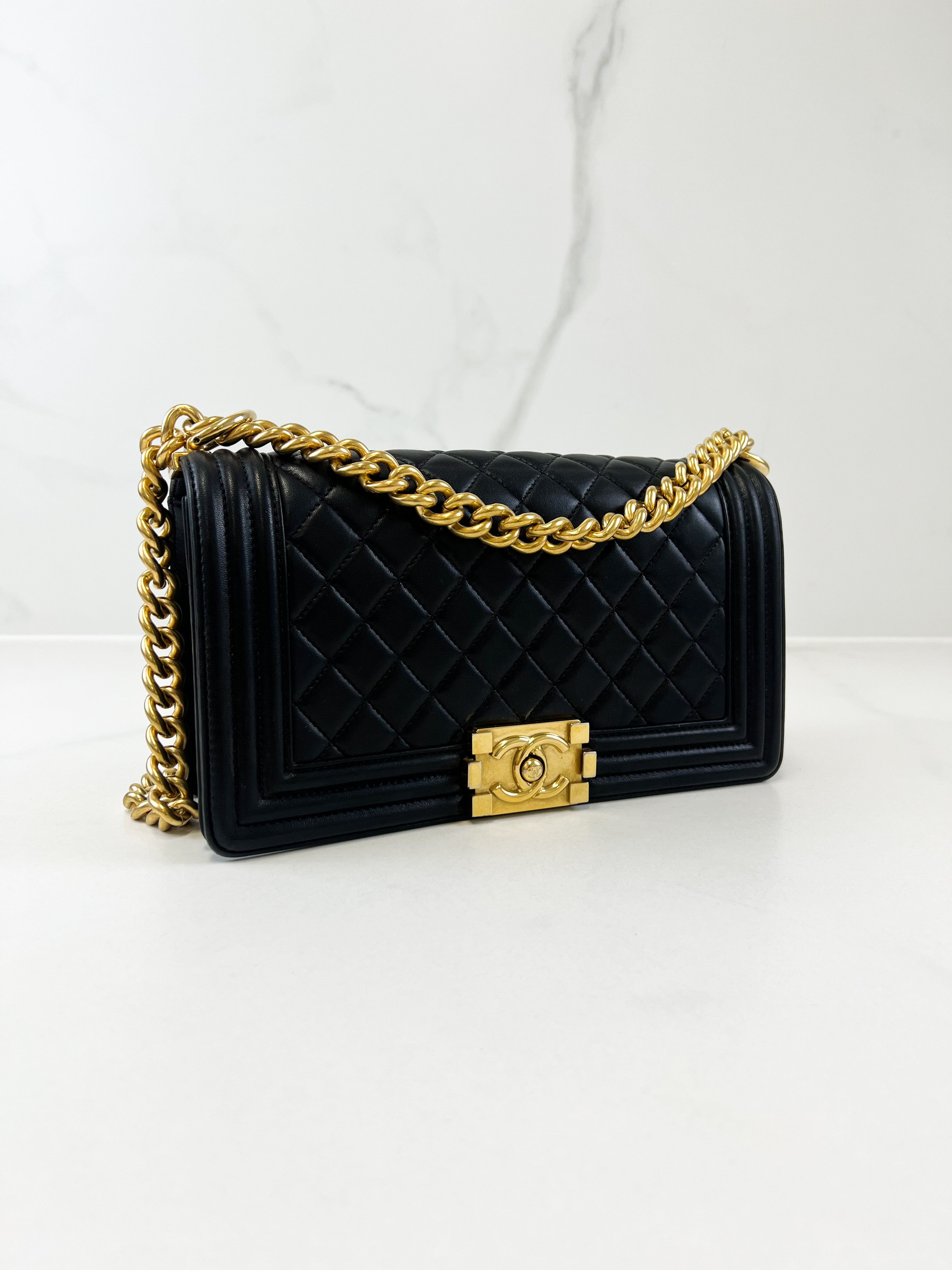 Chanel Black Old Medium Lambskin Boy Bag GHW