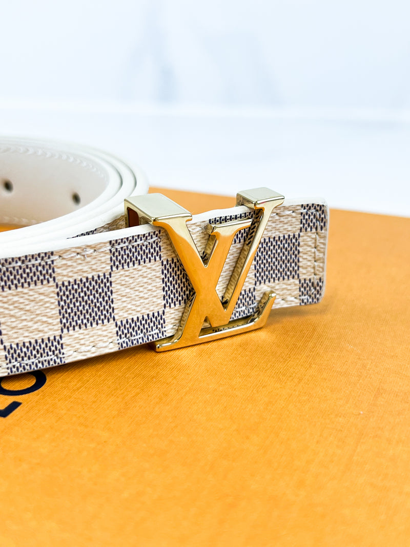 Louis Vuitton Damier Azur Initials 20mm Belt with GHW