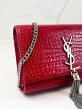 Saint Laurent Red Mini Kate Tassel Croc
