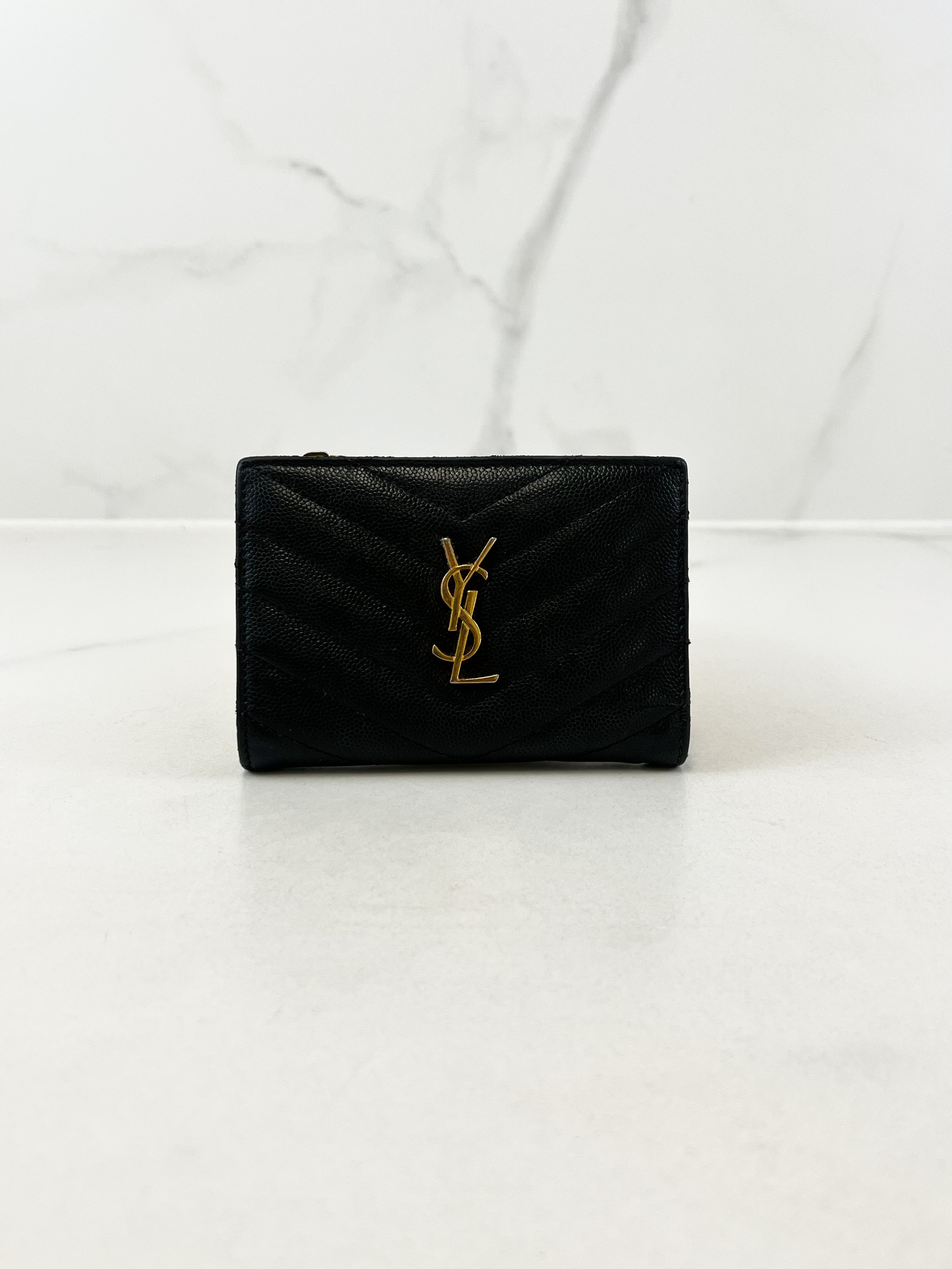 Saint Laurent Black Small Envelope Wallet with GHW