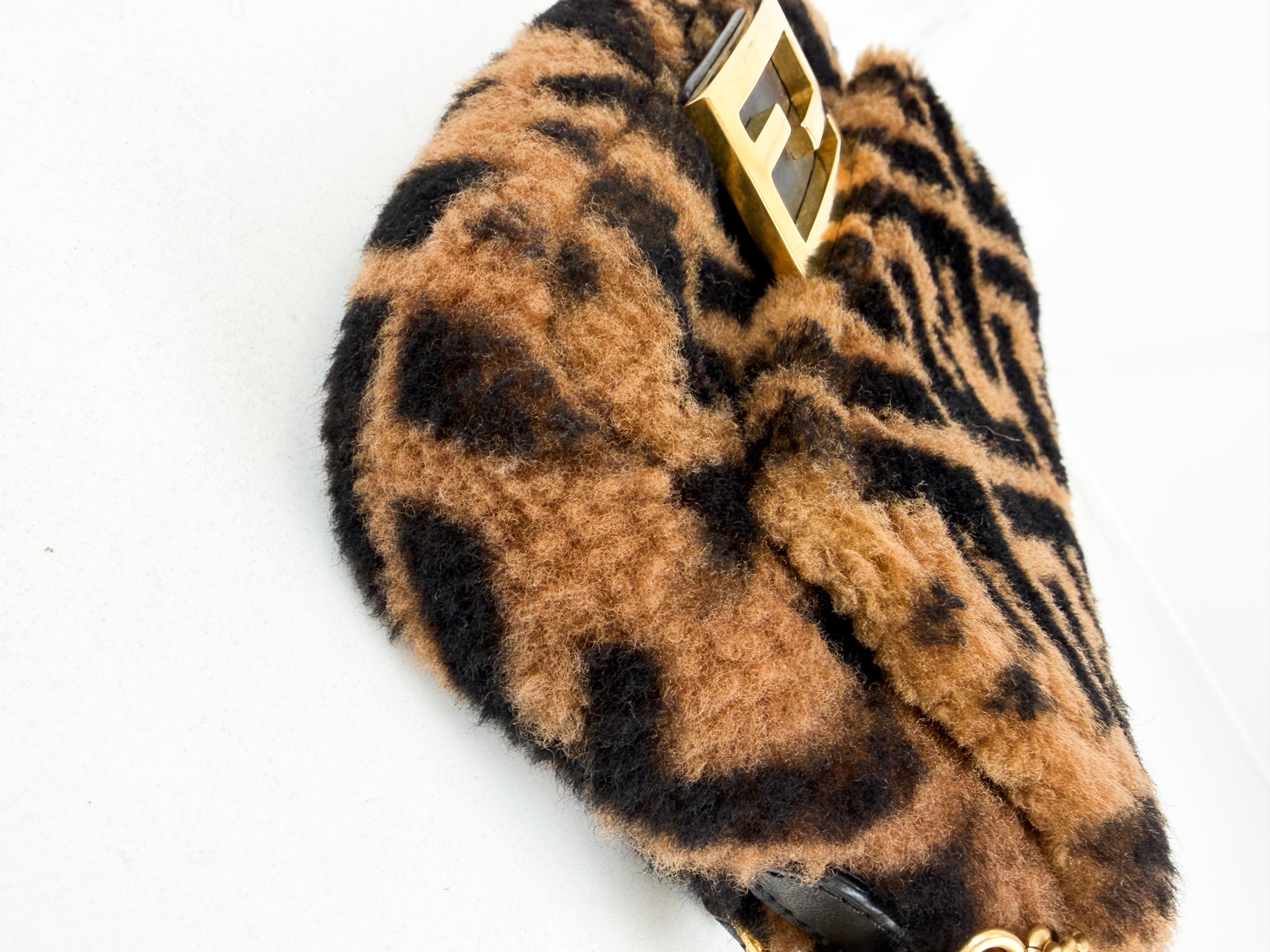 Fendi FF Baguette Shearling Mini Bag