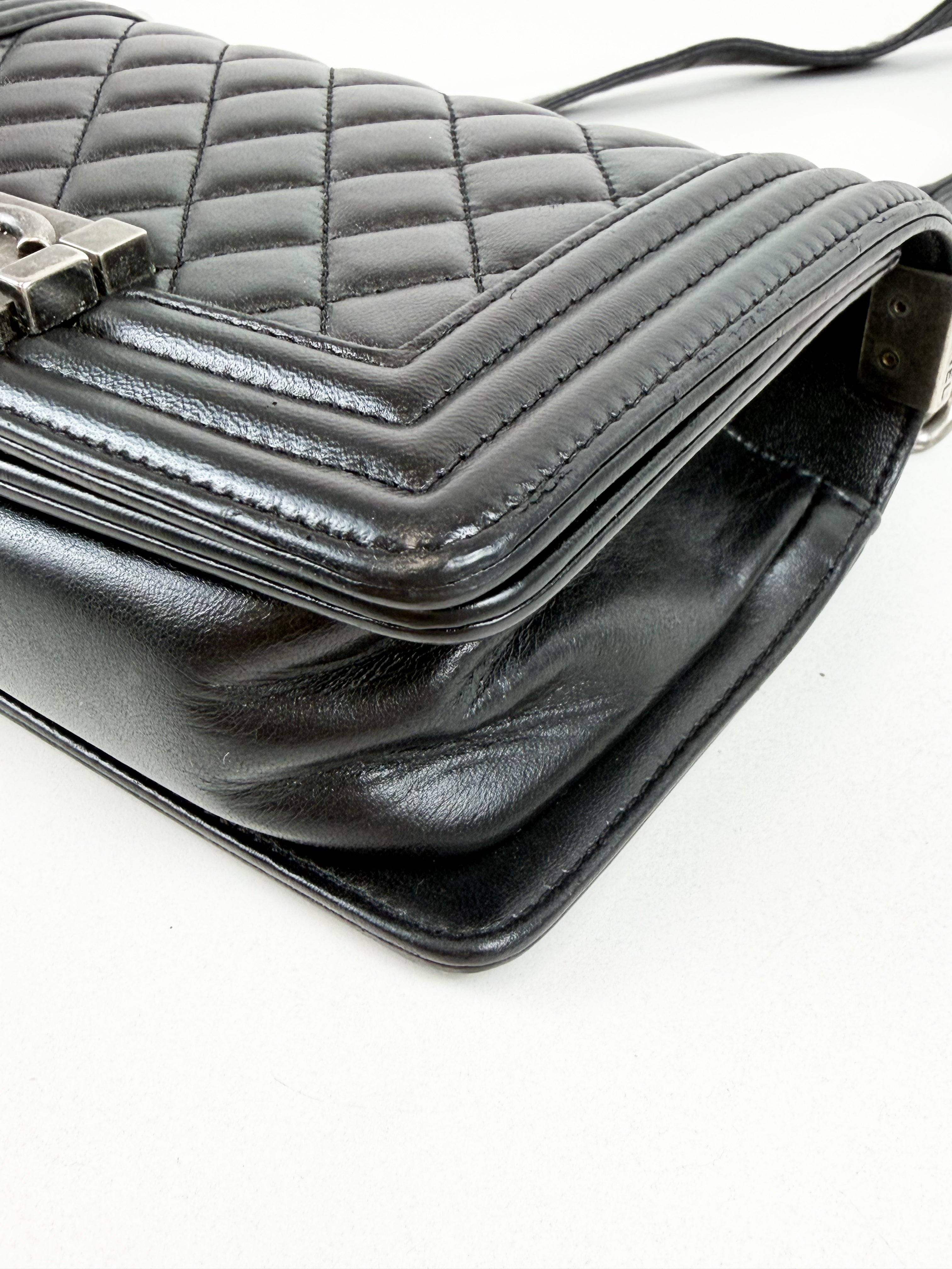 Chanel Small Lambskin Boy Bag with Ruthenium Hardware