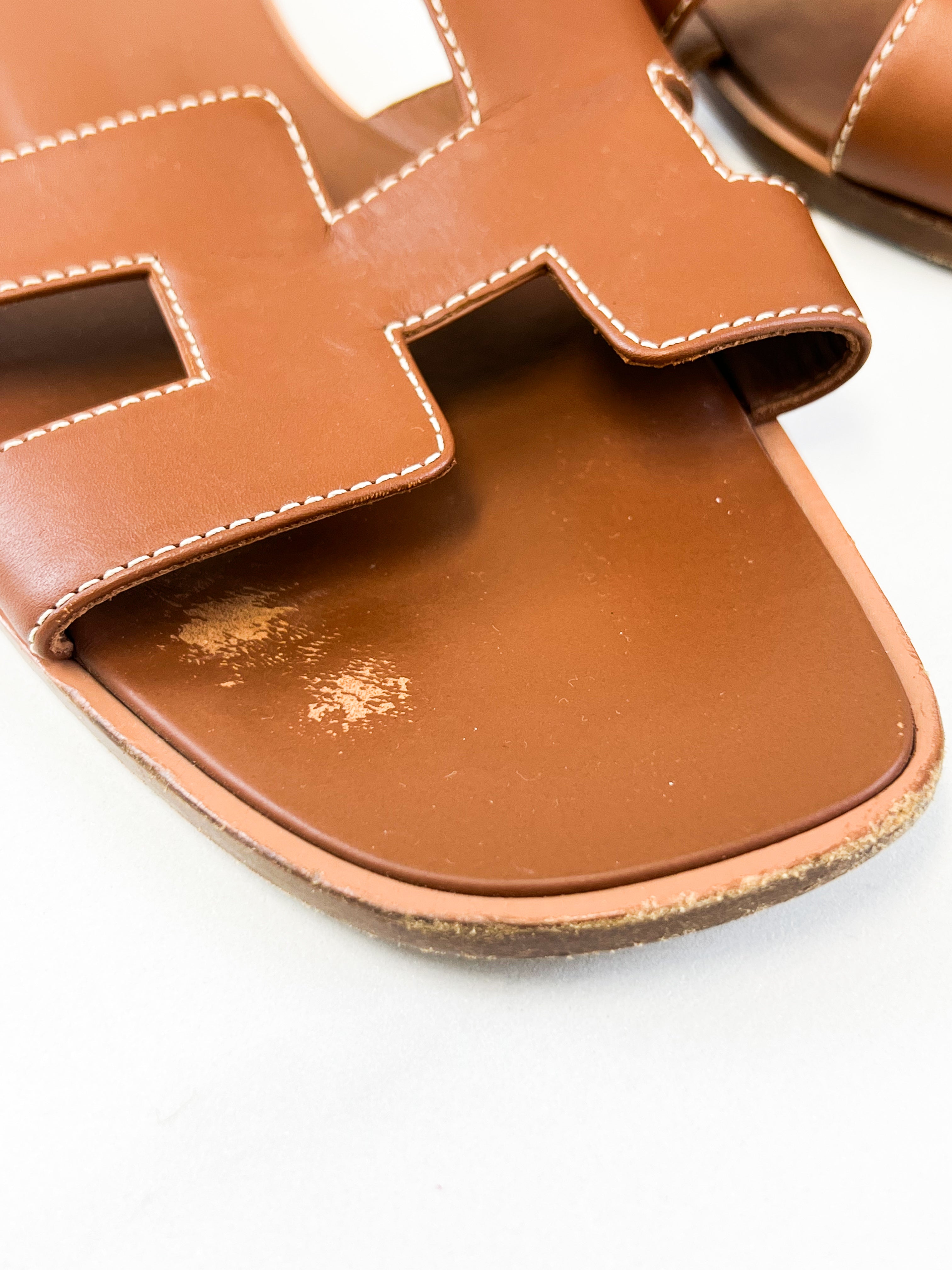 Hermes Oran Sandal in Tan Size 40.5