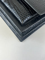 Saint Laurent Sunset Medium Black Croc Shoulder Bag with SHW