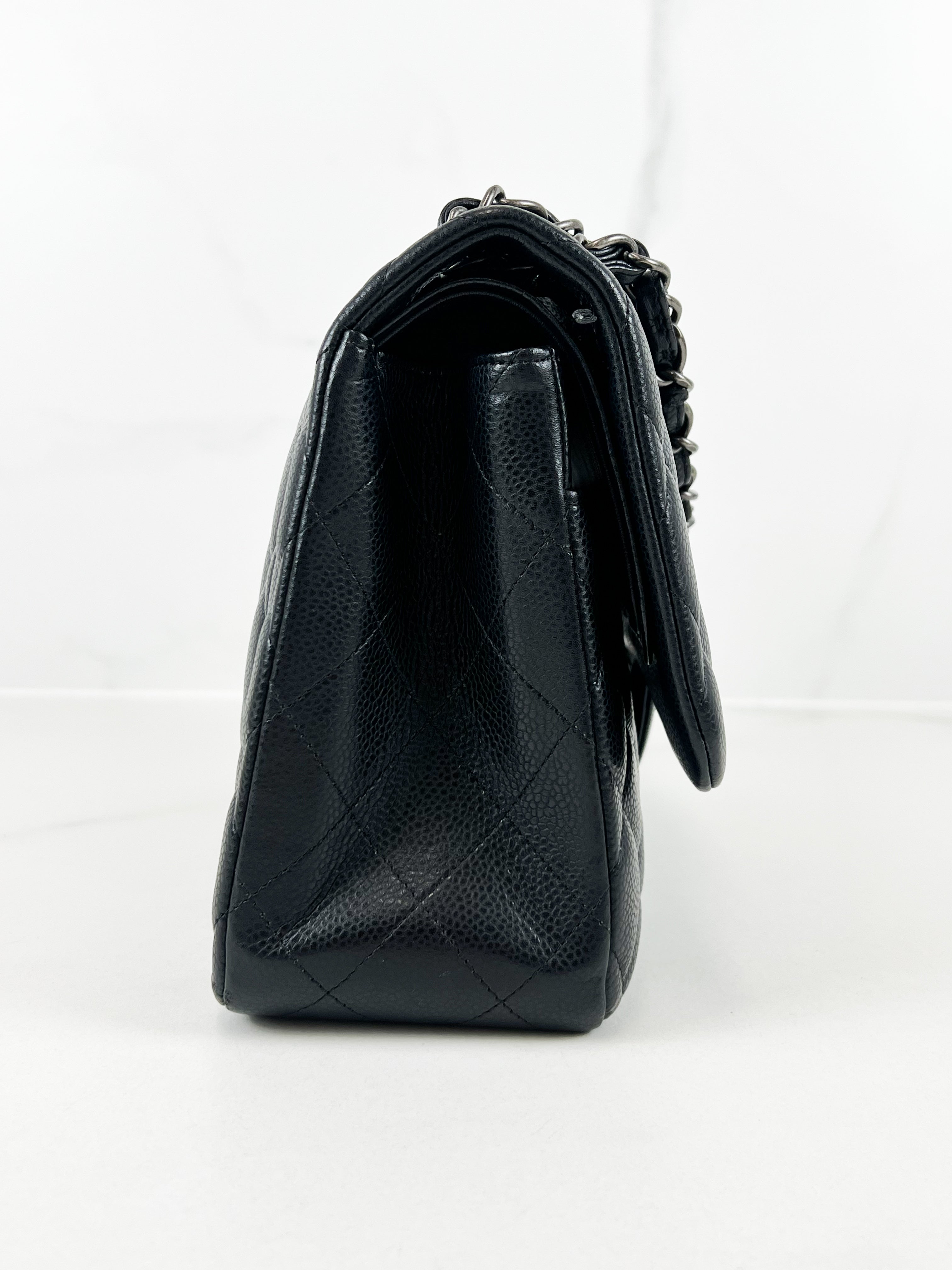 Chanel Jumbo Black Classic Double Flap Caviar Shoulder Bag