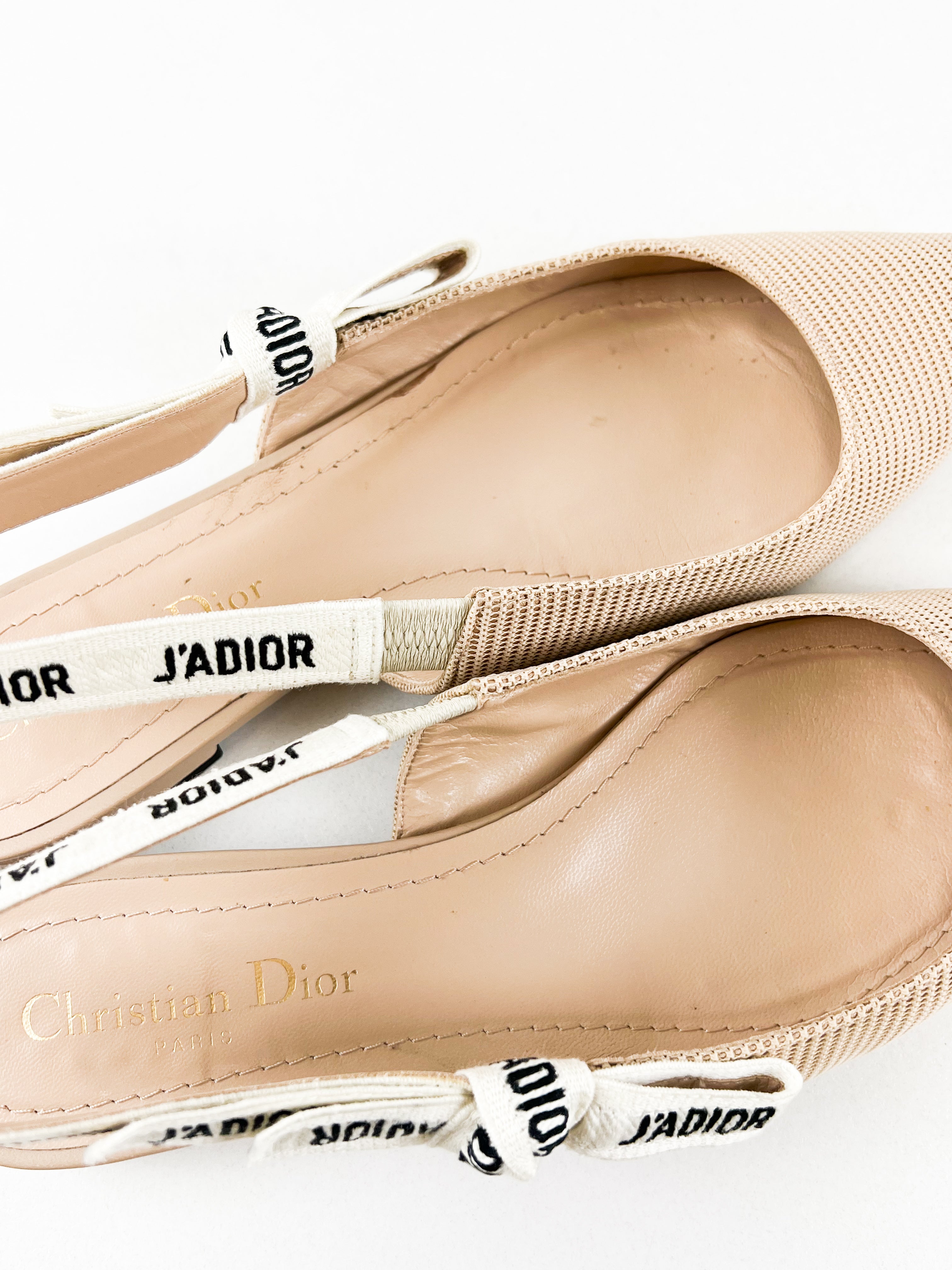 Christian Dior Nude J'adior Slingback Flats Size 38.5