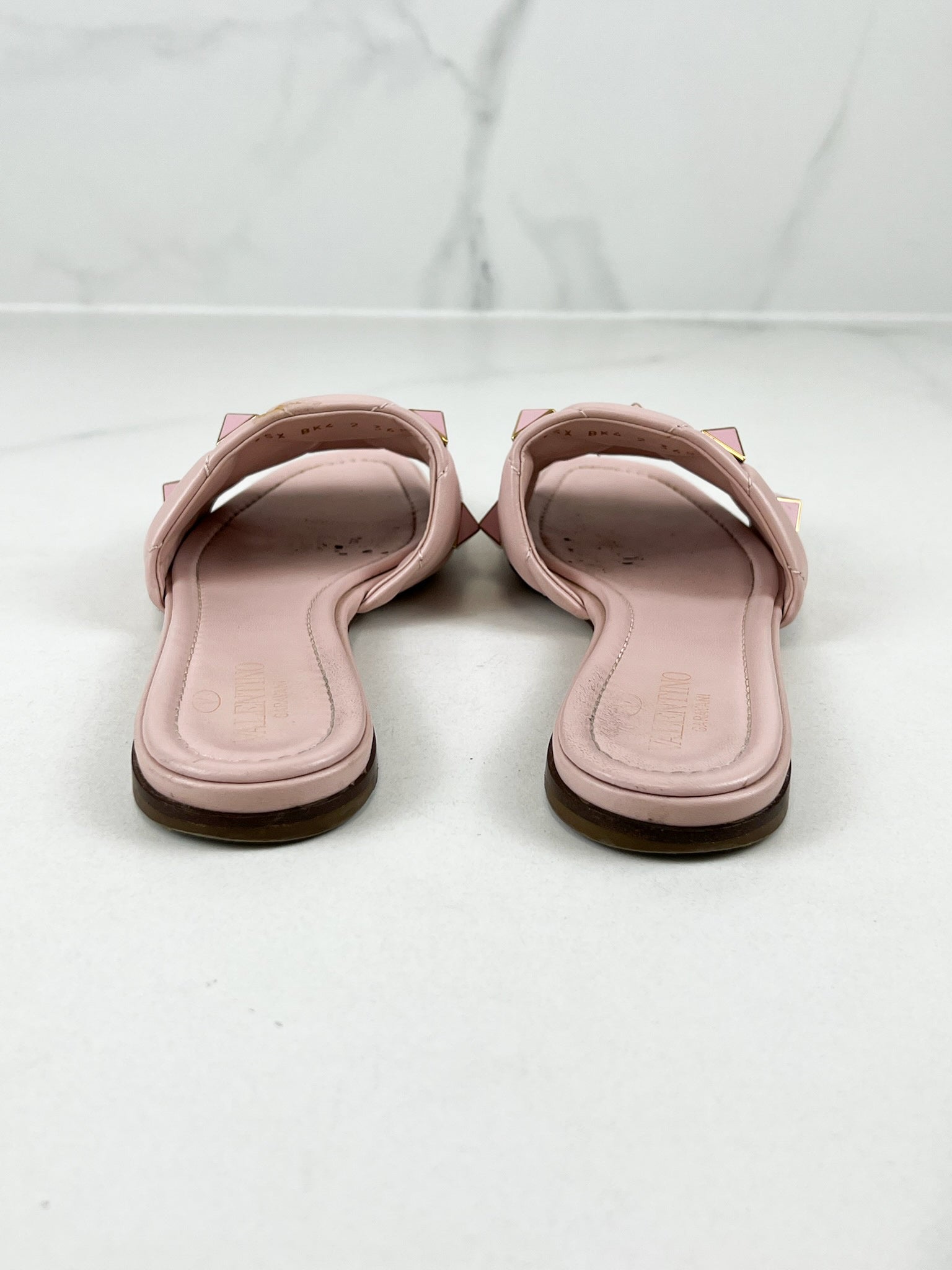 Valentino Garavani Pink Roman Stud Slides Size 36.5
