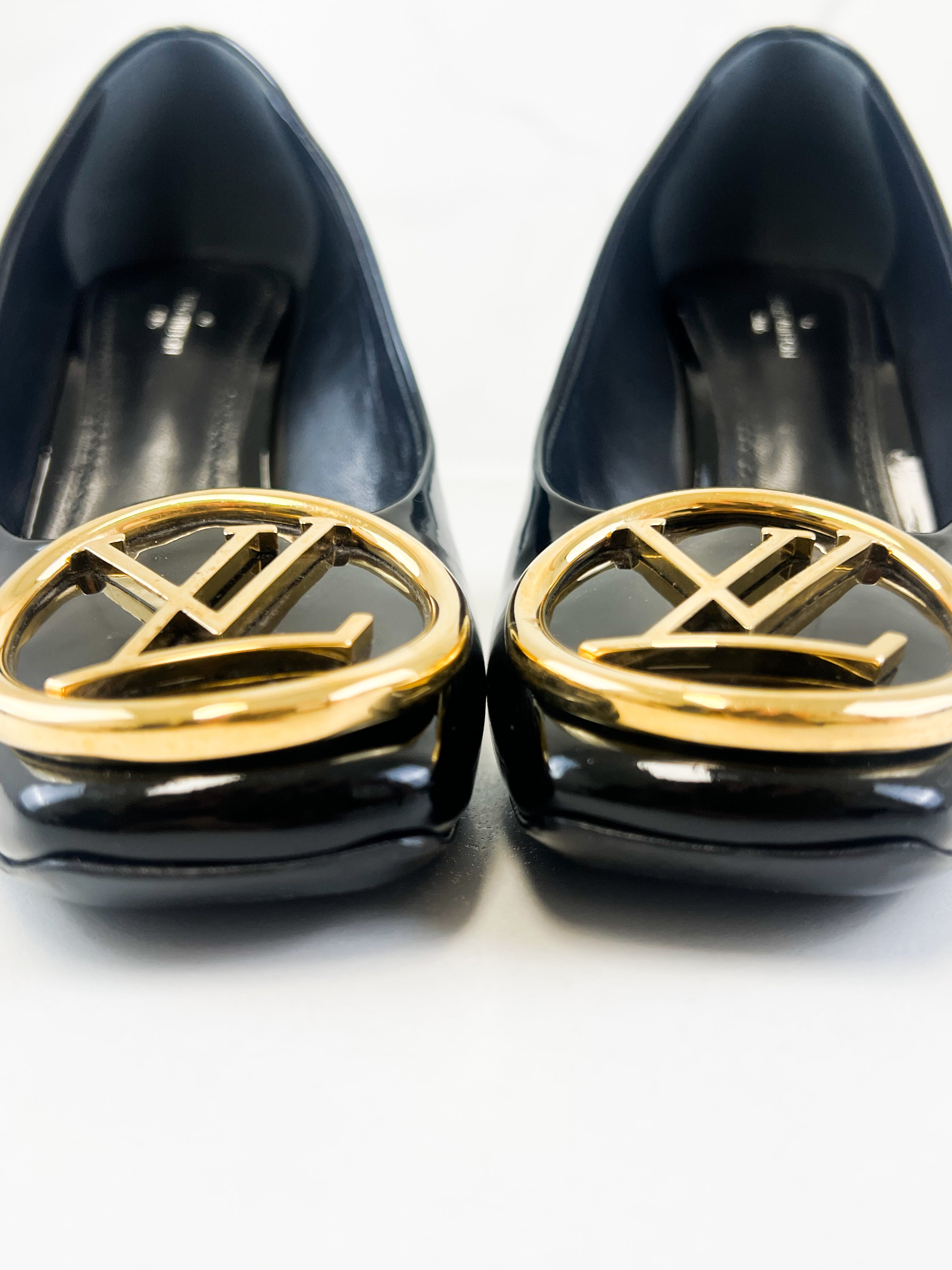 Louis Vuitton Patent Black Madeleine Pump Size 37