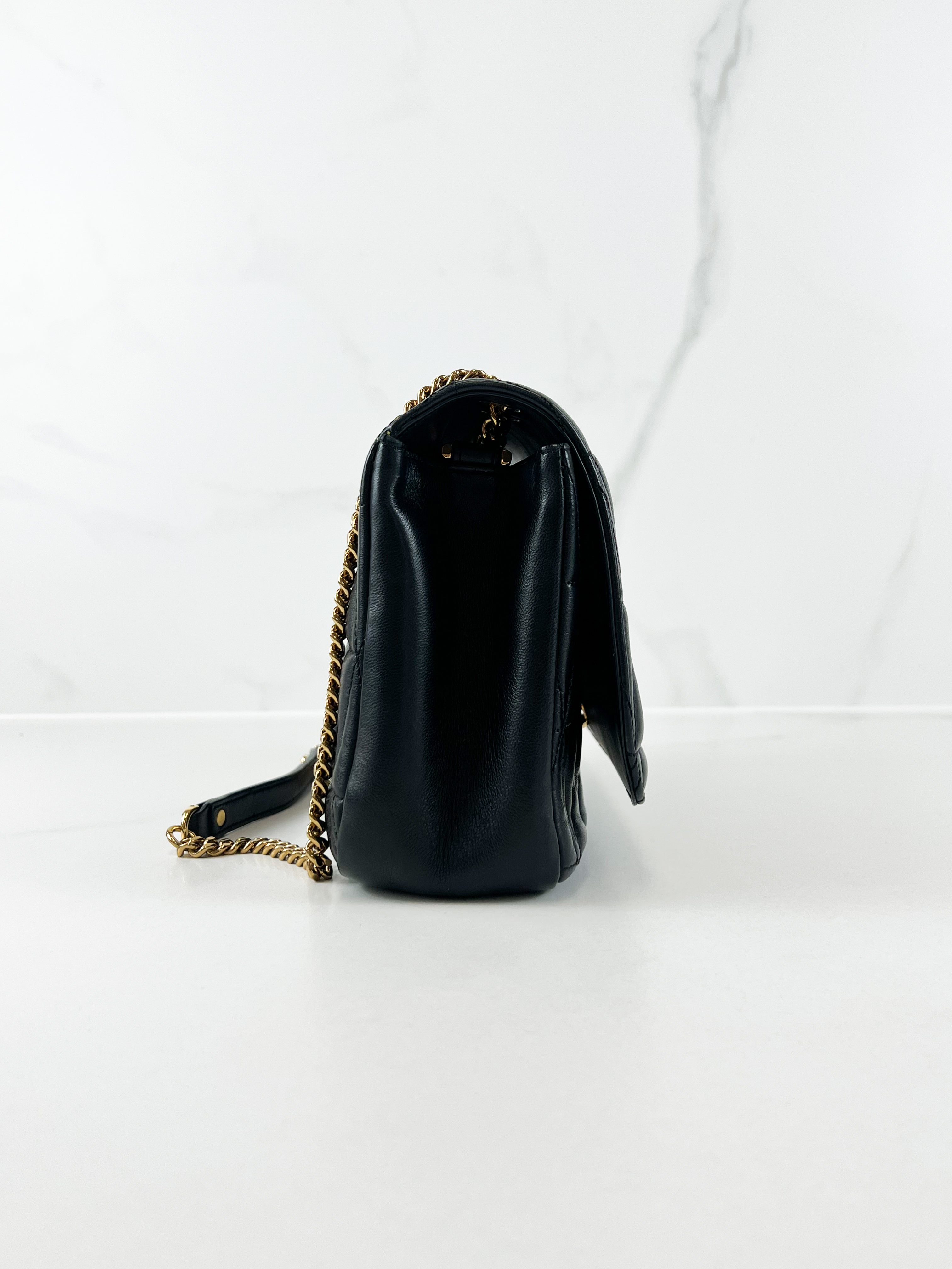 Versace Black Virtus Shoulder Bag with GHW