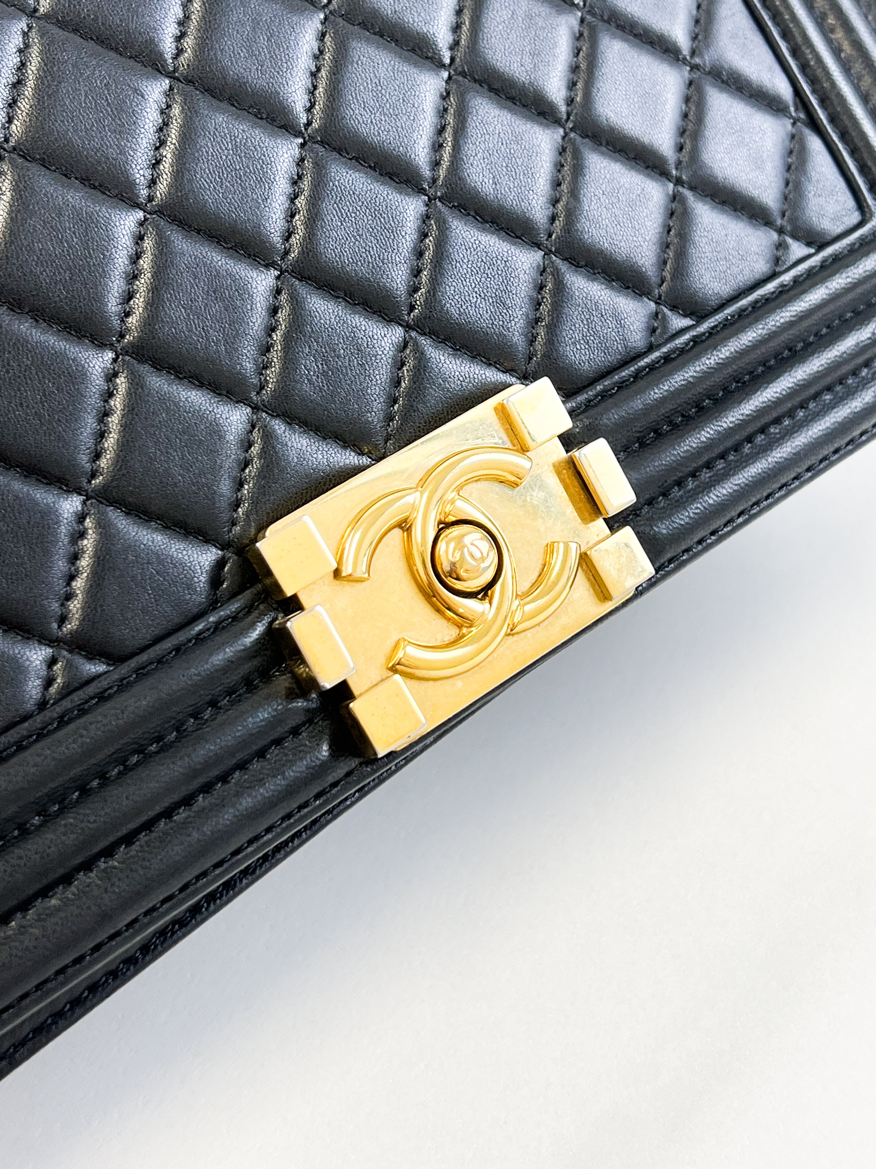 Chanel Black Old Medium Lambskin Boy Bag GHW