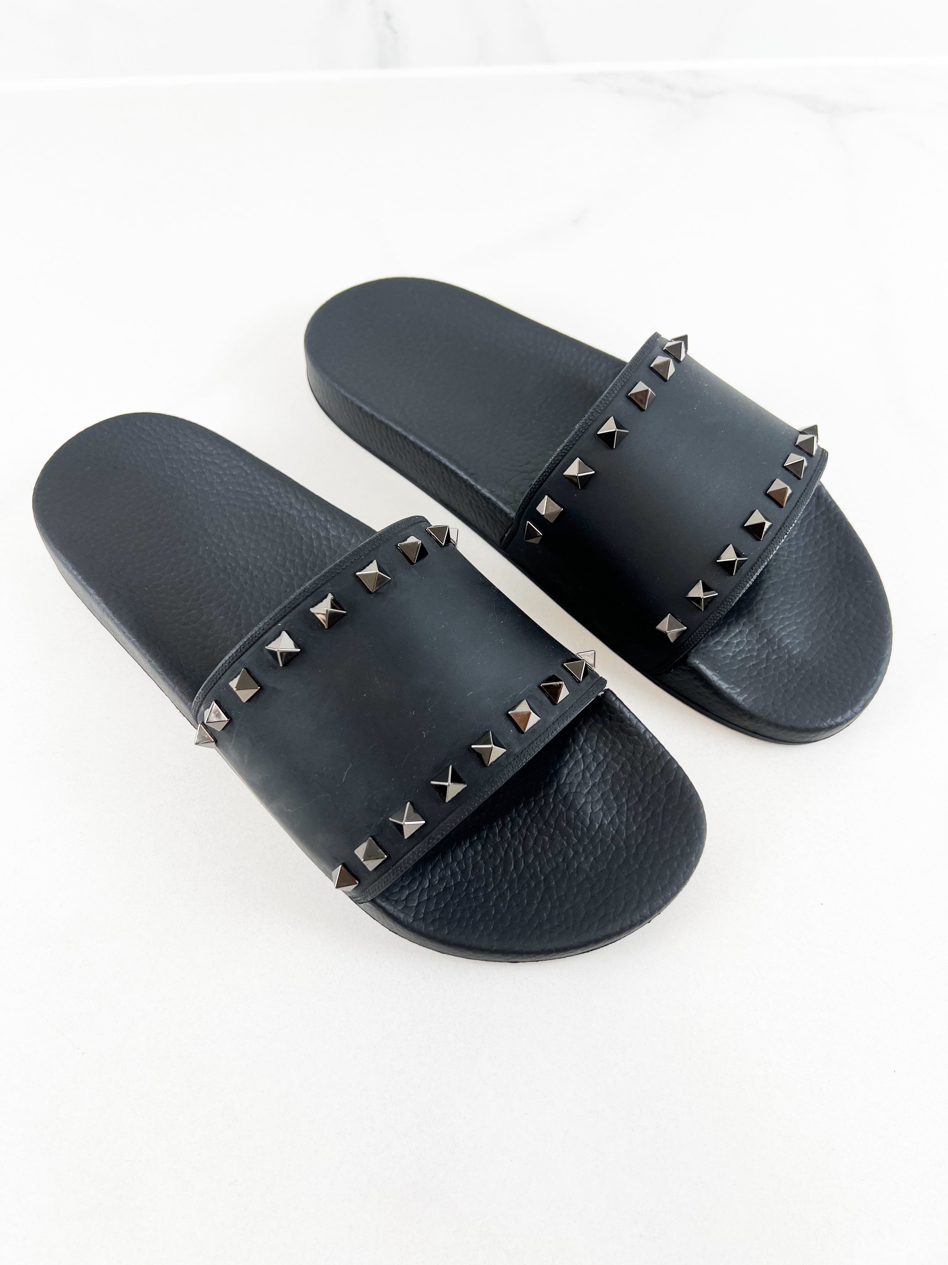Valentino Men Rockstud Slides Size 42