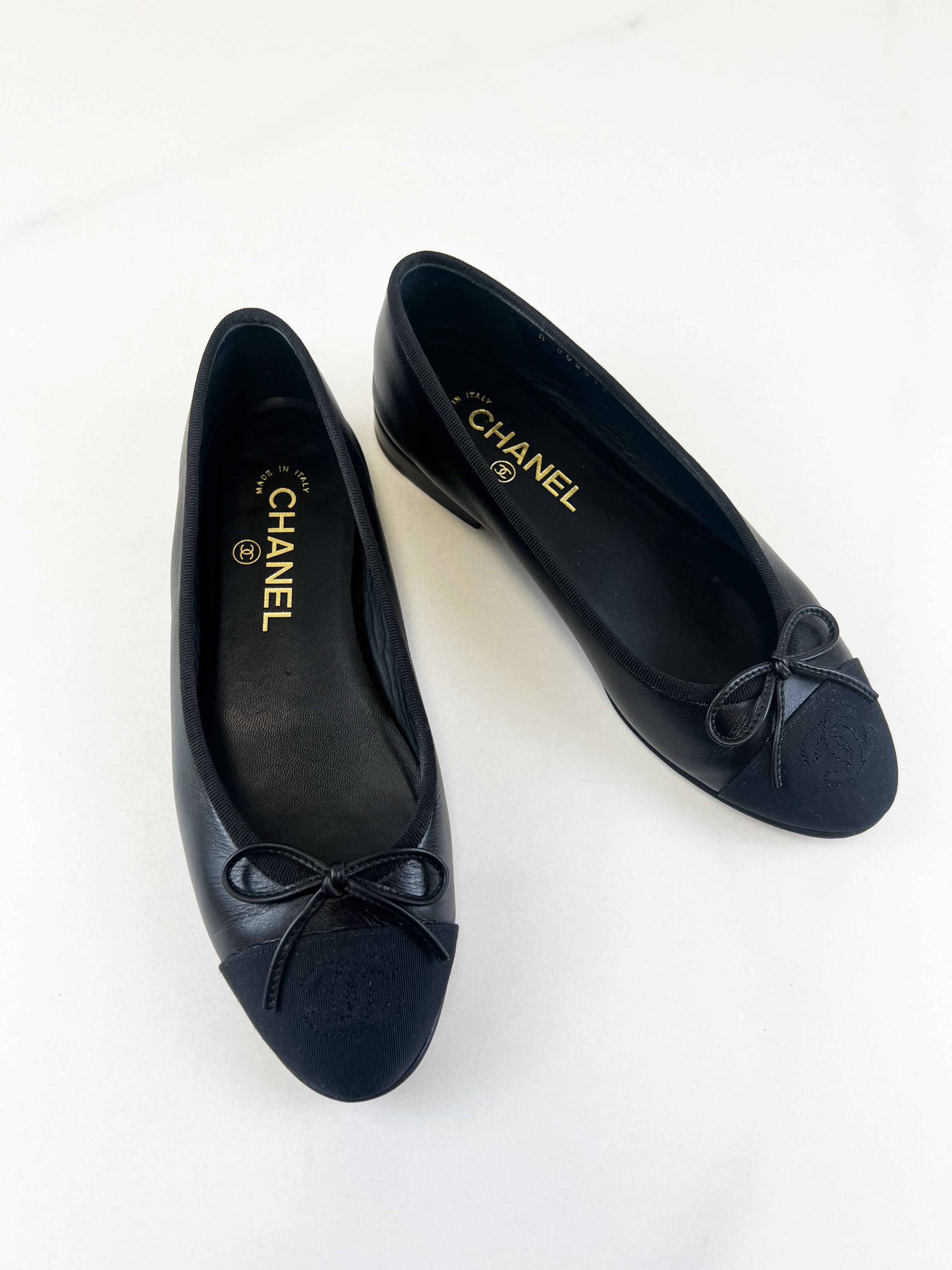 Chanel Black Ballet Flat Size 37C