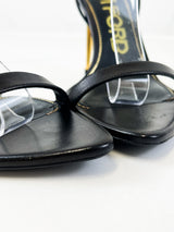 Tom Ford Leather Black Padlock Sandal Size 39