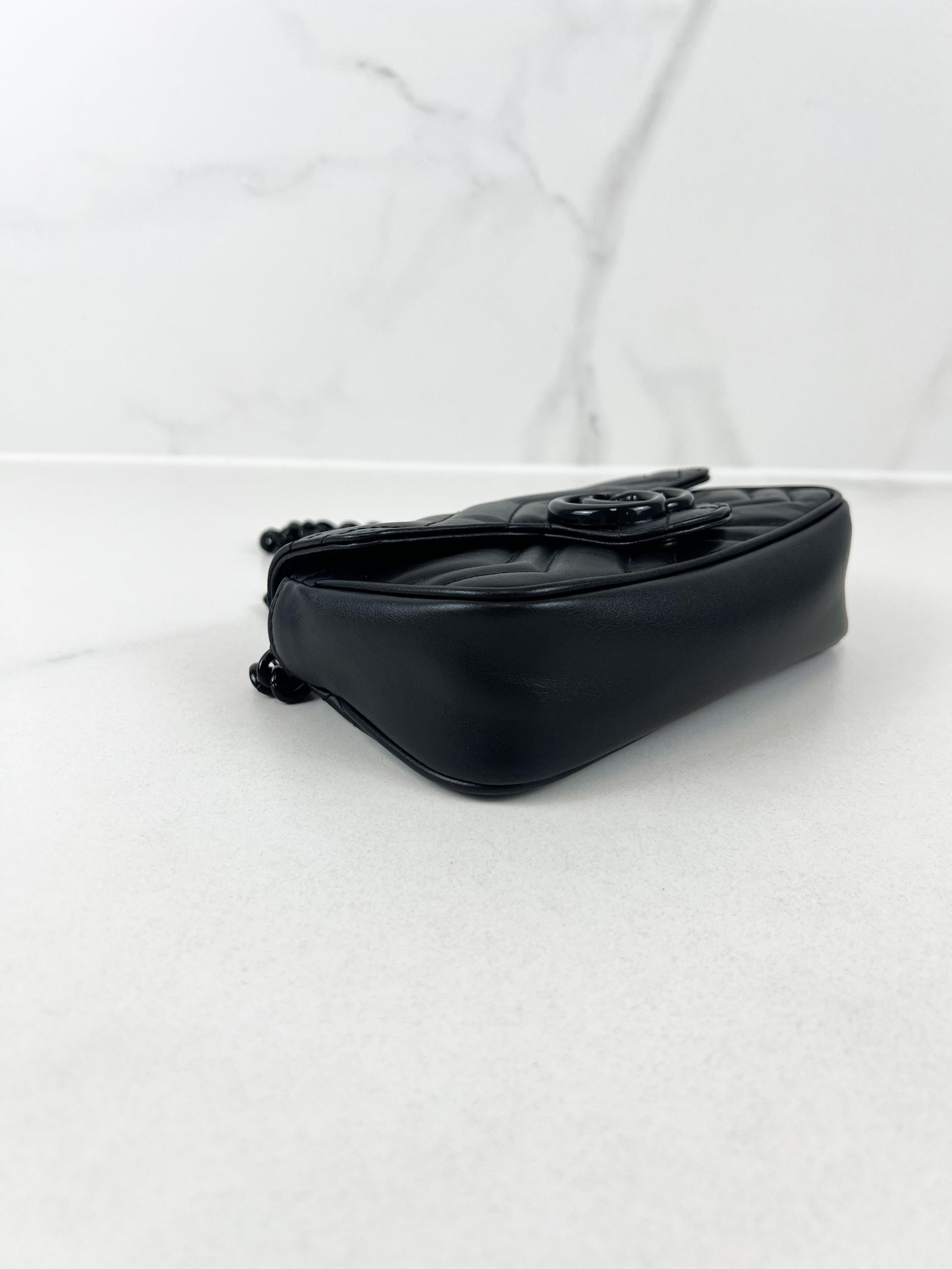 Gucci Black GG Marmont Matelasse Super Mini Shoulder/Belt Bag