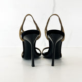 Saint Laurent Talitha Metallic Leather Sandal in Black & Gold Size 36