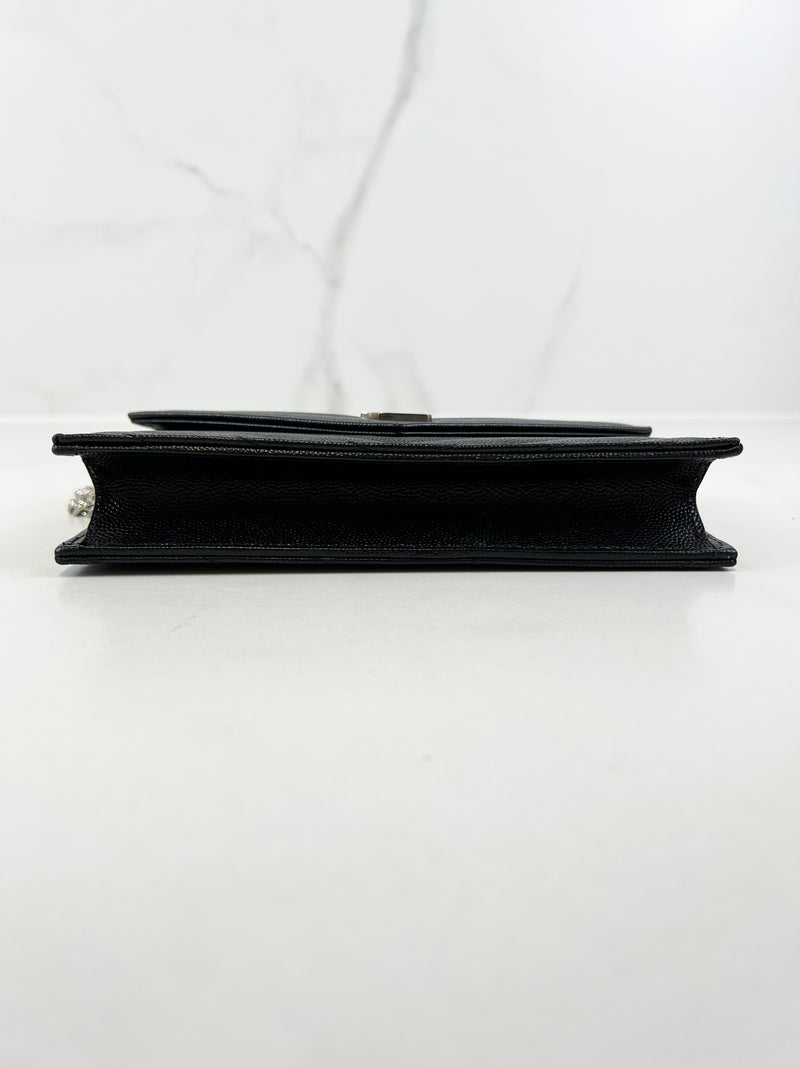 Saint Laurent Black Cassandre Envelope WOC SHW