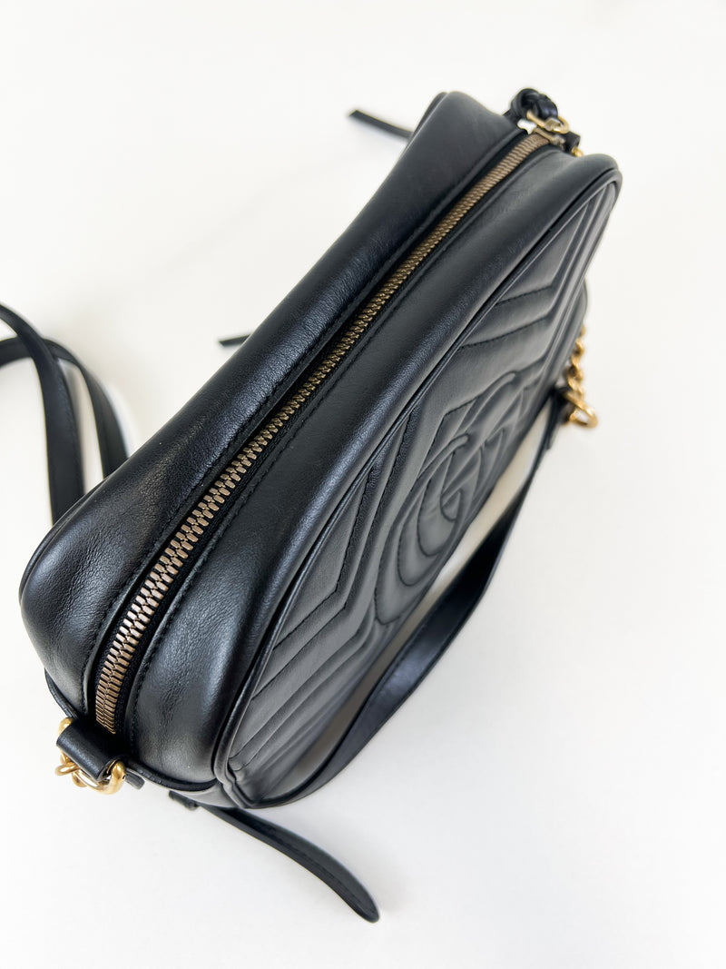 Gucci Black GG Small Marmont Shoulder Bag