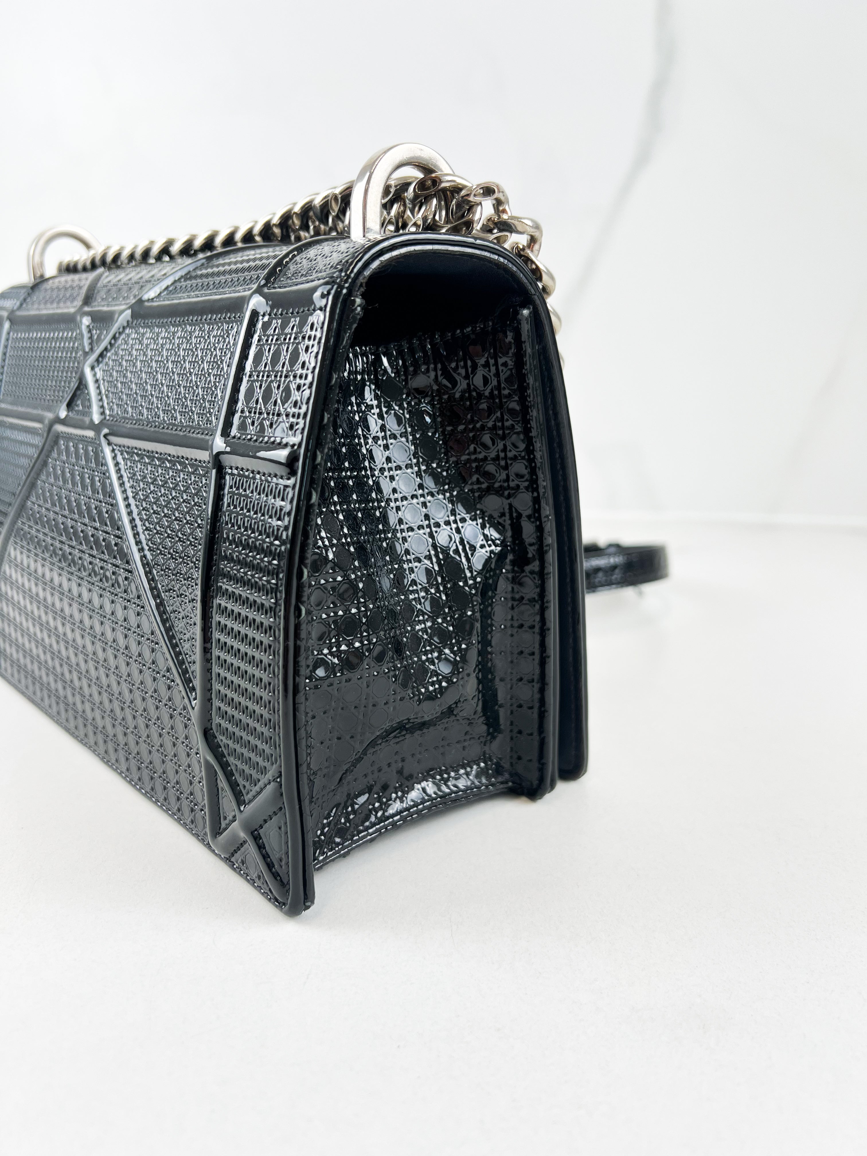 Christian Dior Medium Patent Grey Diorama with SHW