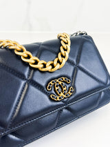 Chanel 19 Navy Wallet on Chain WOC in Lambskin Leather